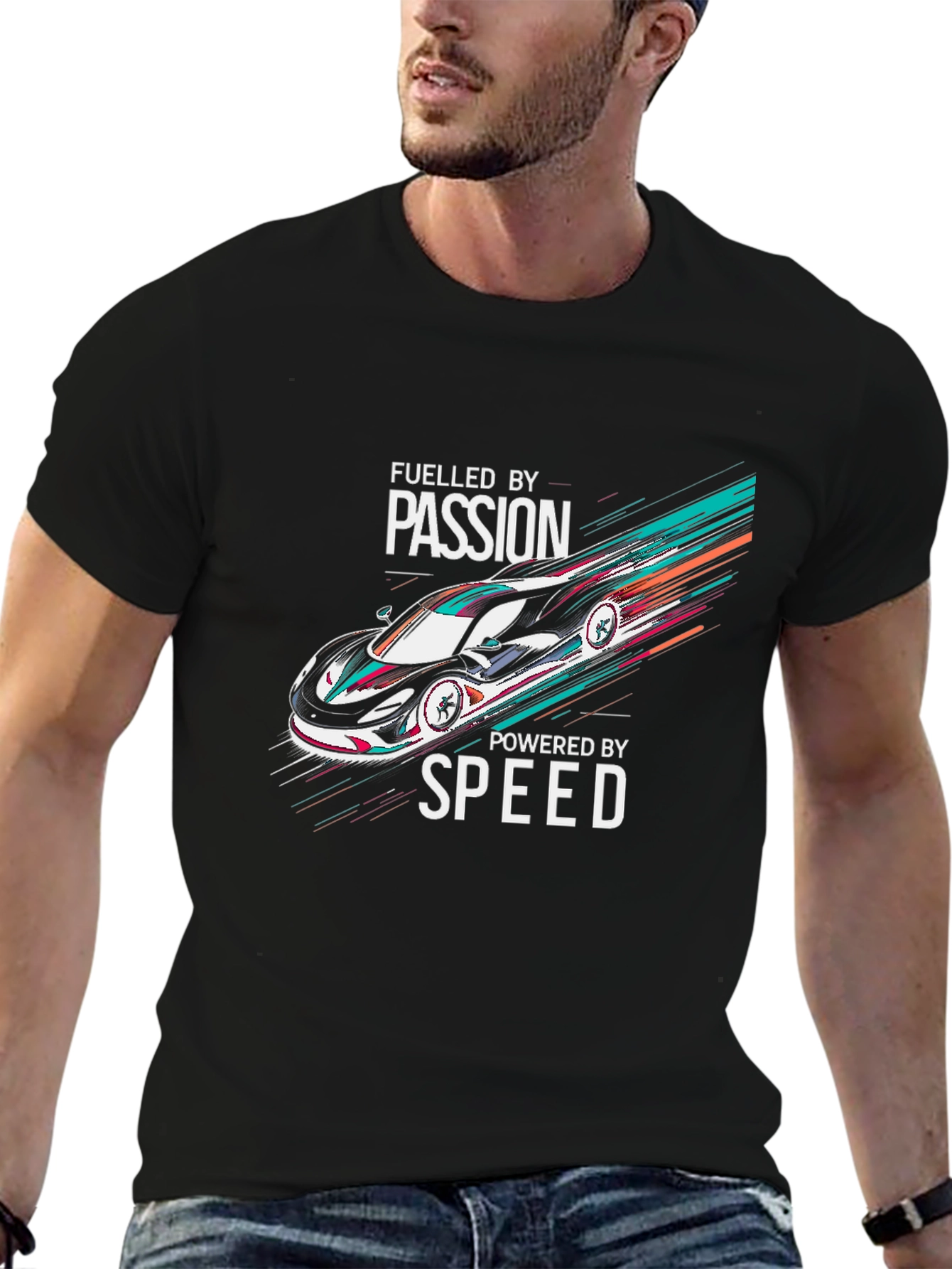 Fueled By Passion Car Graphic Black T-Shirt