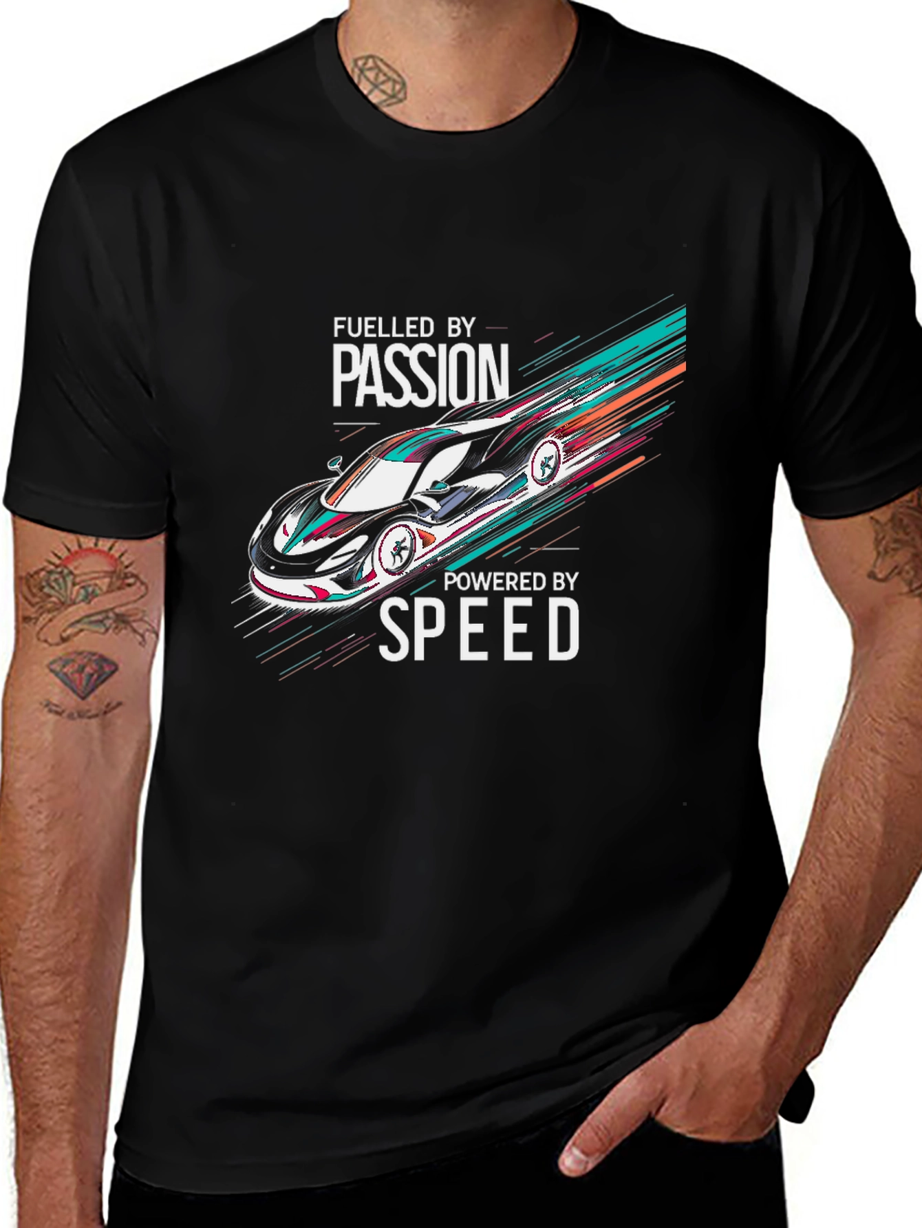 Fueled By Passion Car Graphic Black T-Shirt