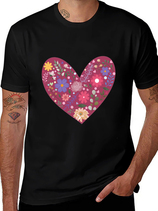 Floral Heart Graphic Tee - Stylish & Unique Design