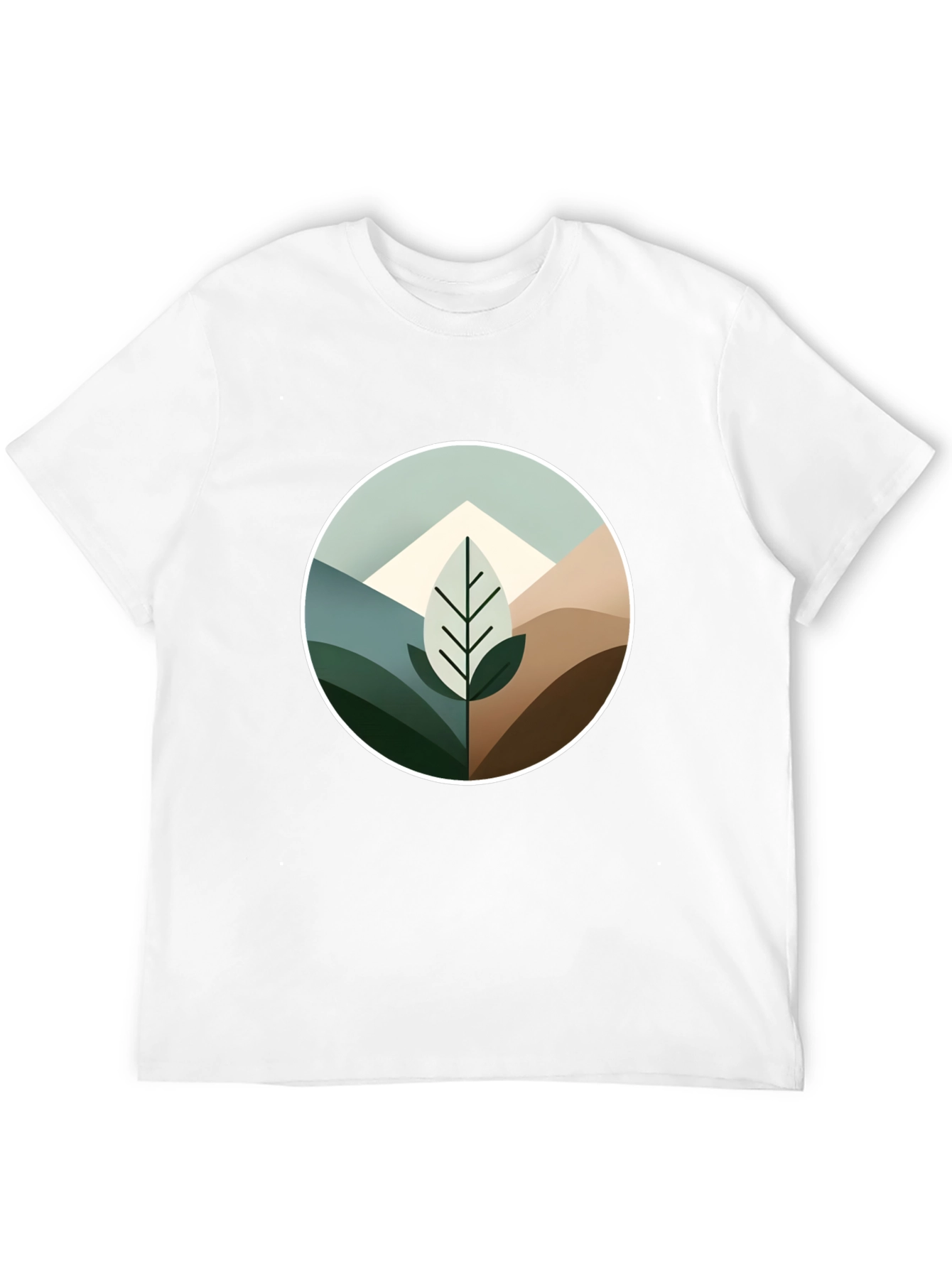 Geometric Mountain Leaf Graphic Tee - Black