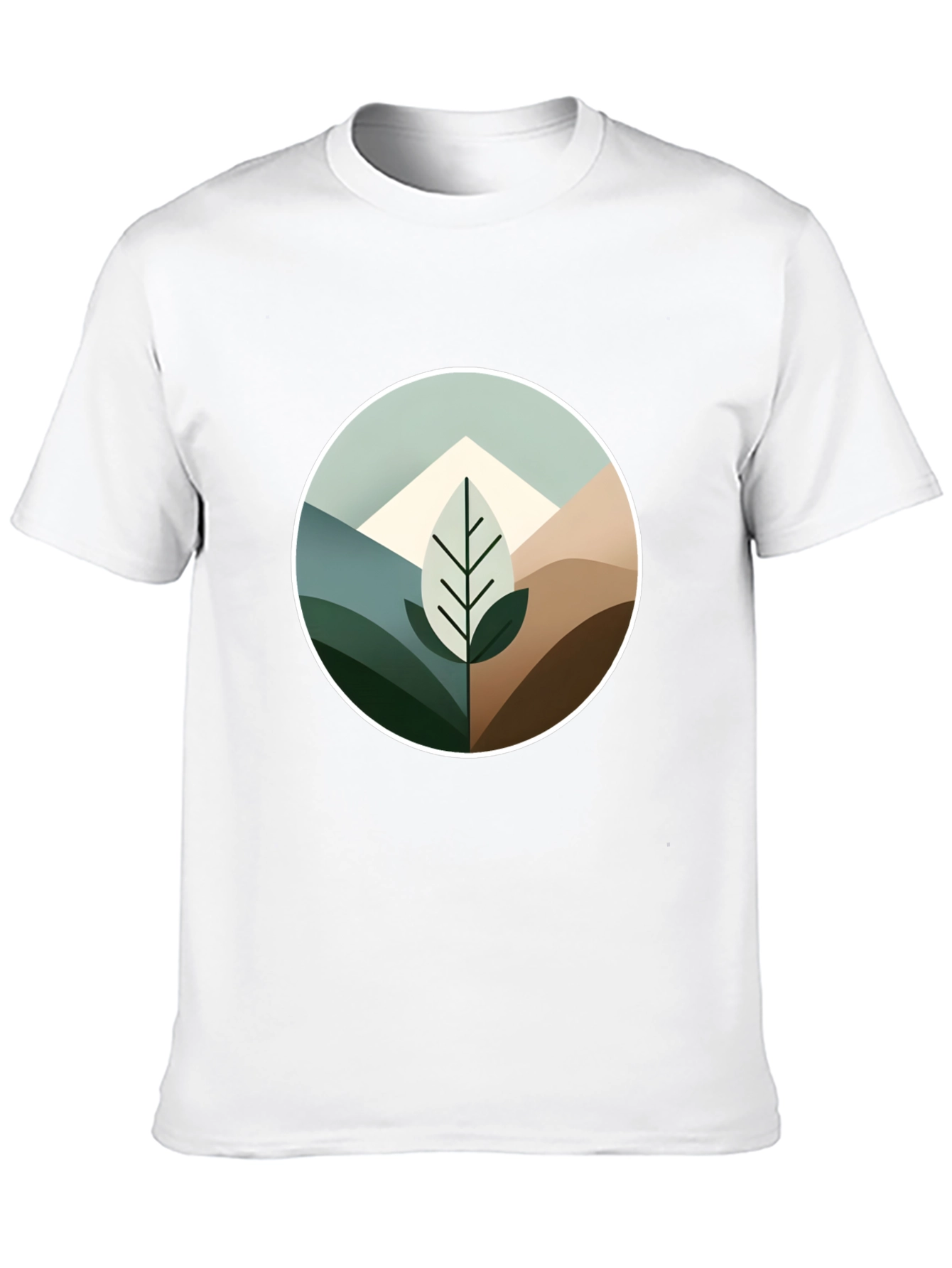 Geometric Mountain Leaf Graphic Tee - Black