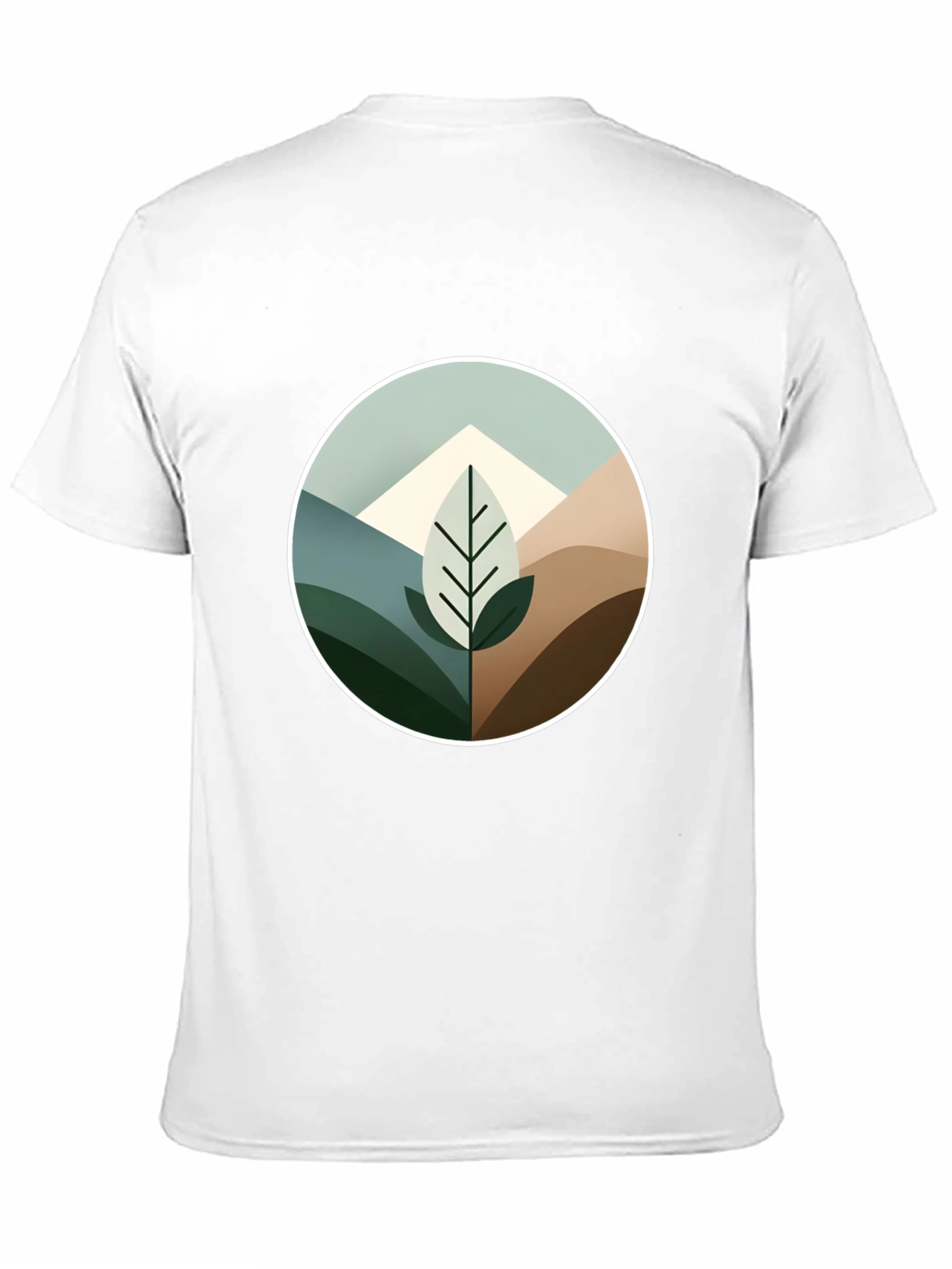 Geometric Mountain Leaf Graphic Tee - Black