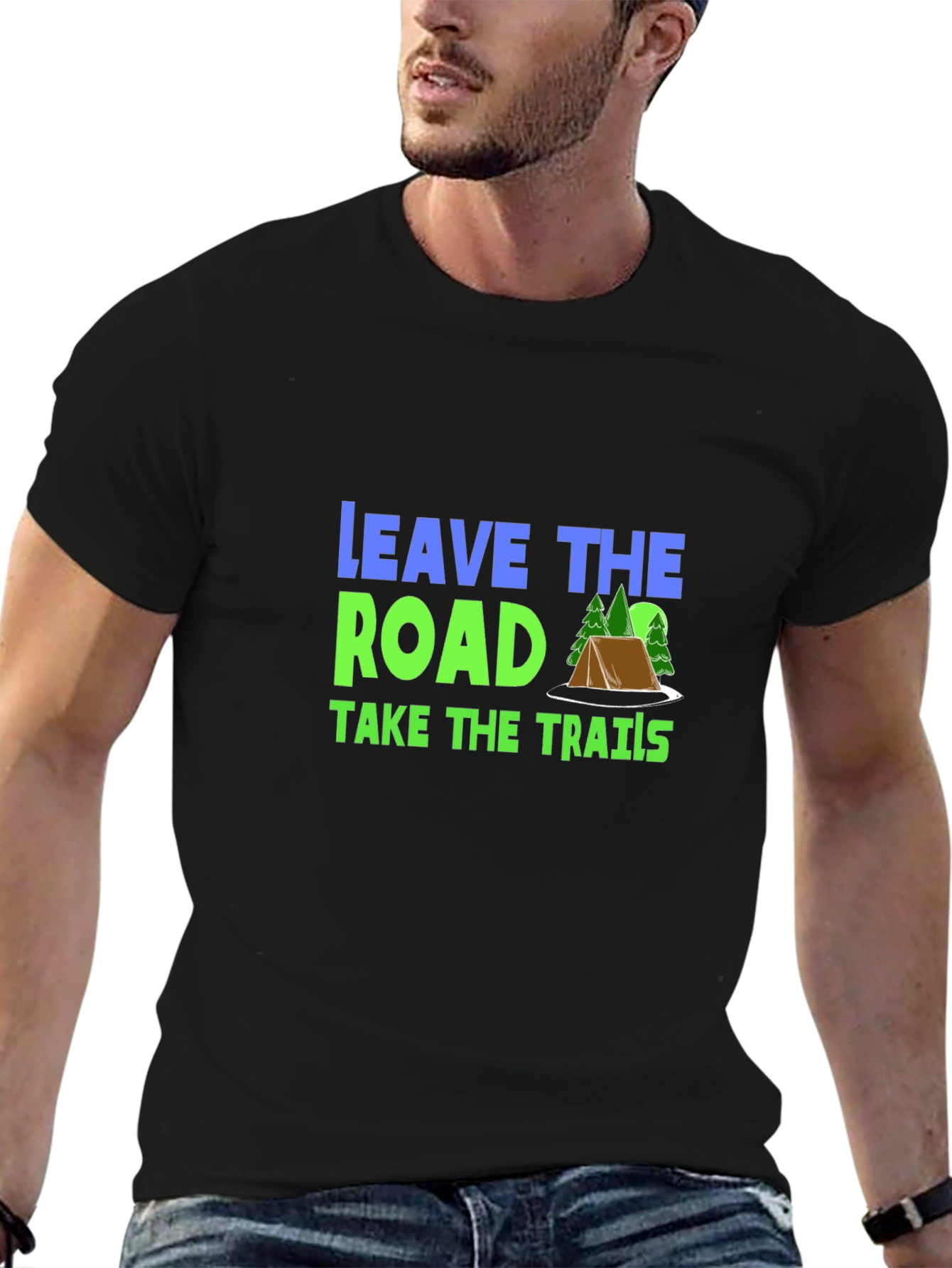 Leave the Road Take the Trails Black Graphic Tee