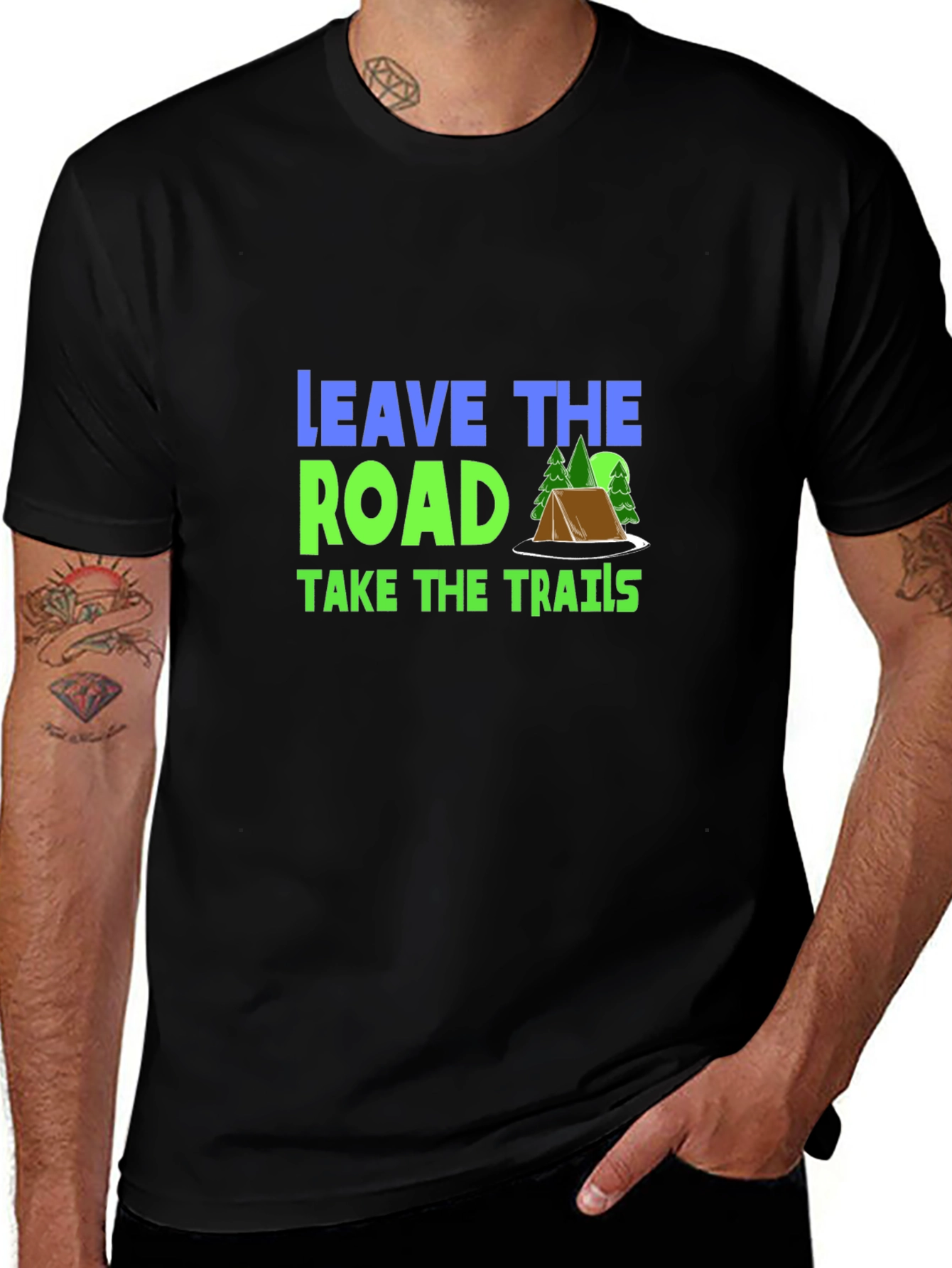 Leave the Road Take the Trails Black Graphic Tee