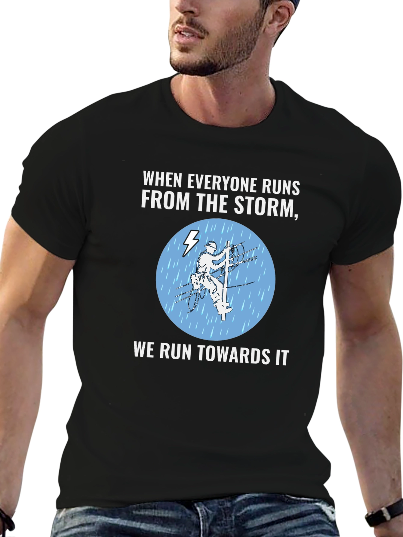 Lineman Storm T-Shirt - We Run Towards It!
