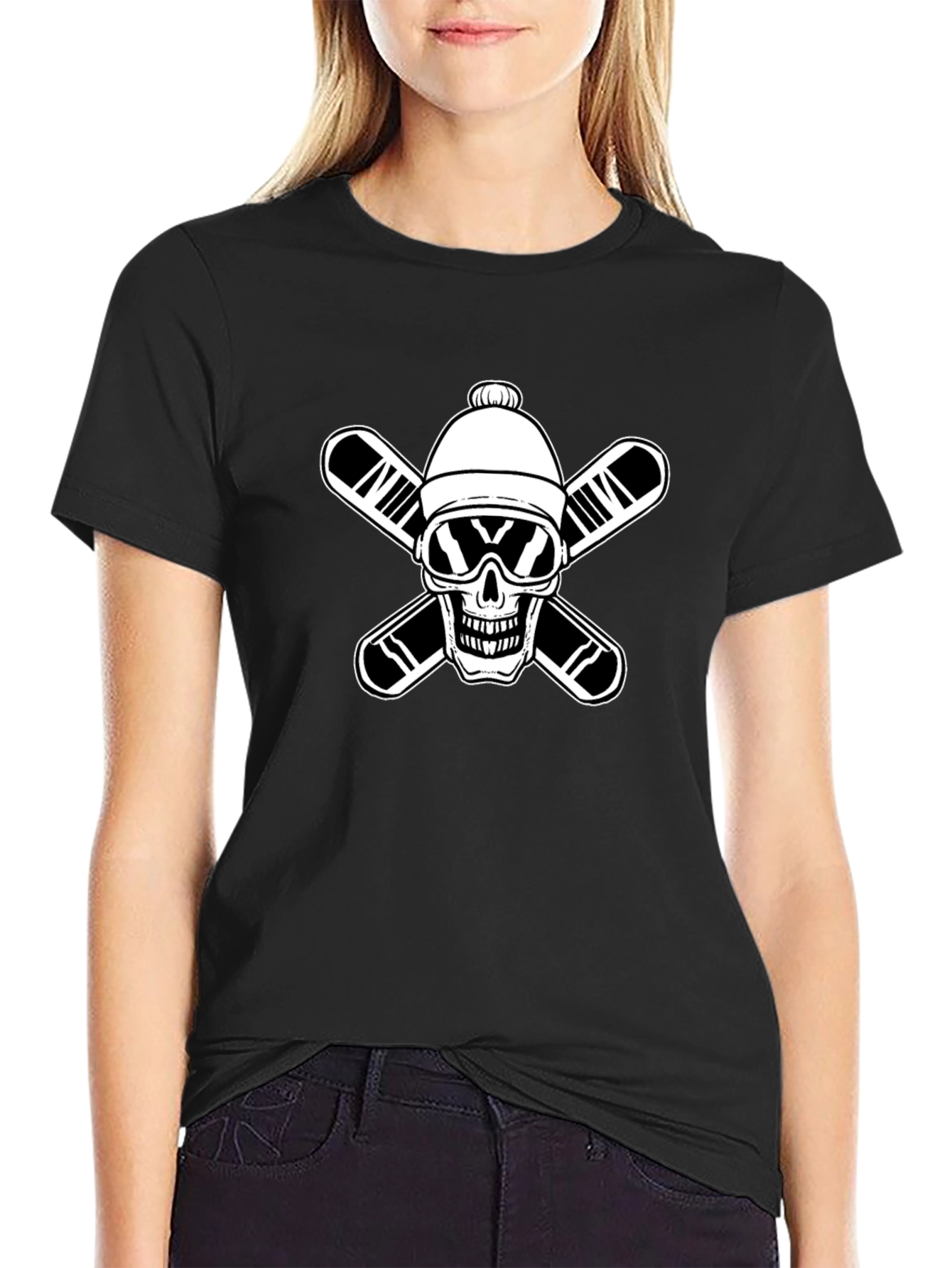 Skull Skier Graphic Tee - Black T-Shirt