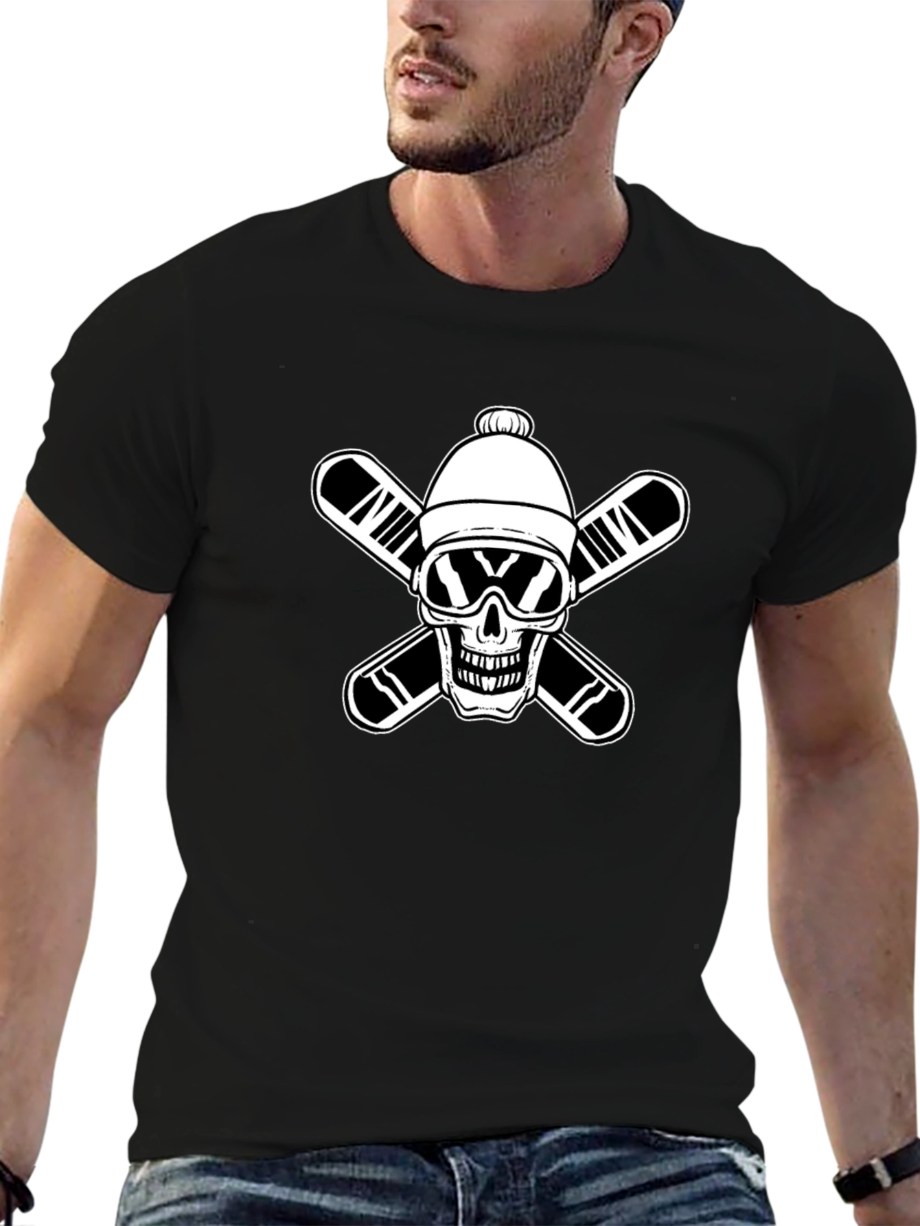 Skull Skier Graphic Tee - Black T-Shirt