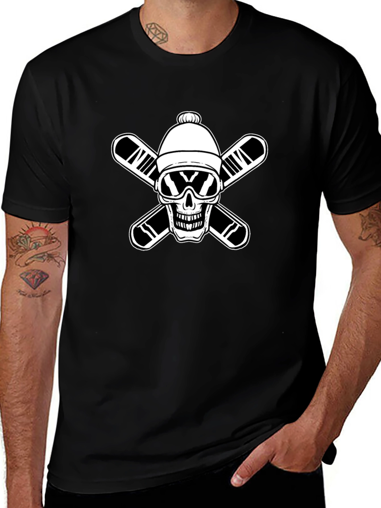 Skull Skier Graphic Tee - Black T-Shirt