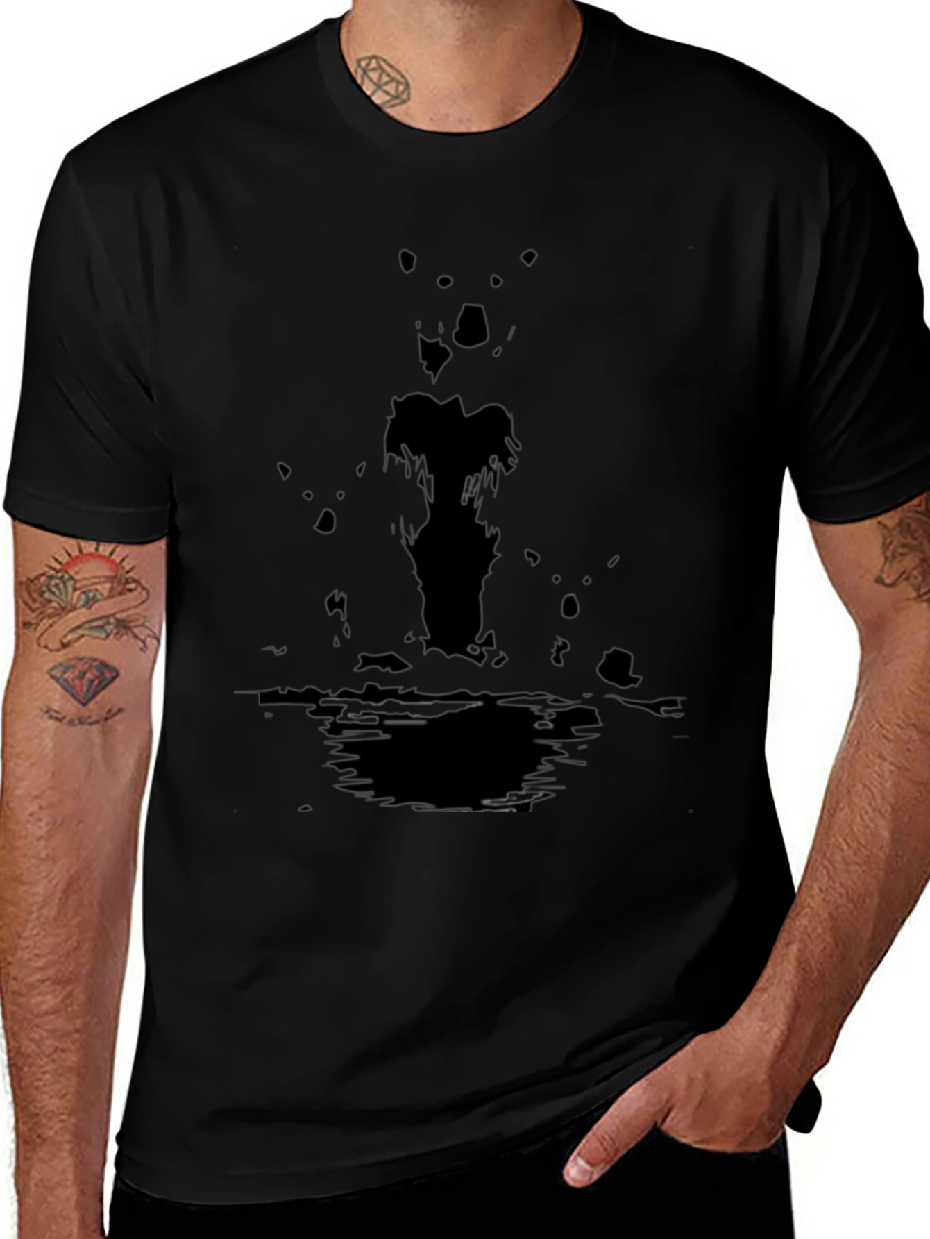 Abstract Black Ink Blot Graphic Tee