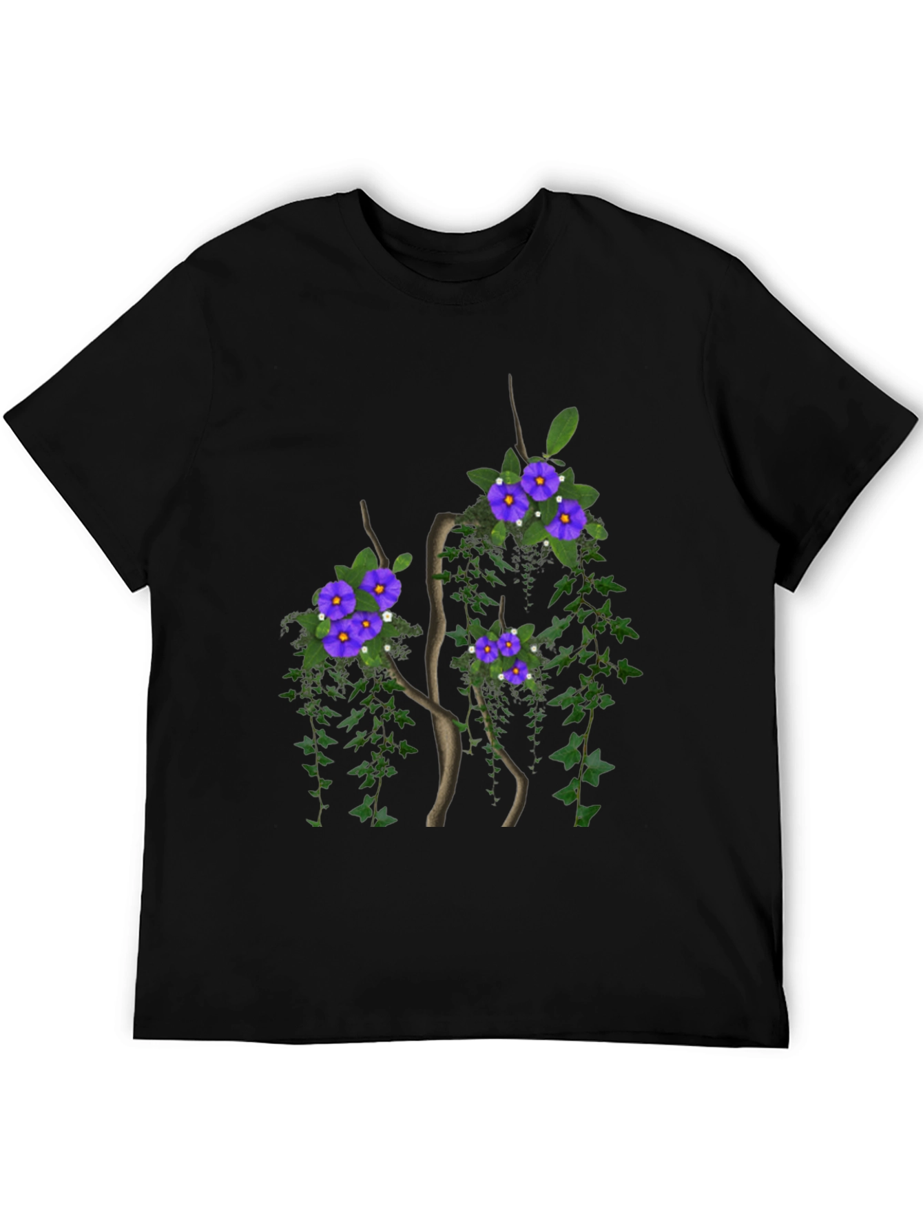 Floral Tree Graphic Black T-Shirt