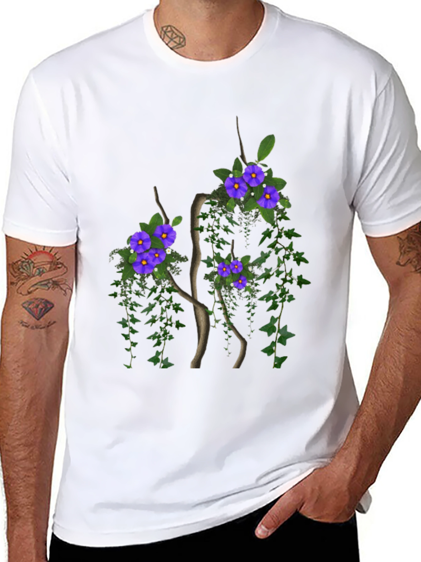 Floral Tree Graphic Black T-Shirt