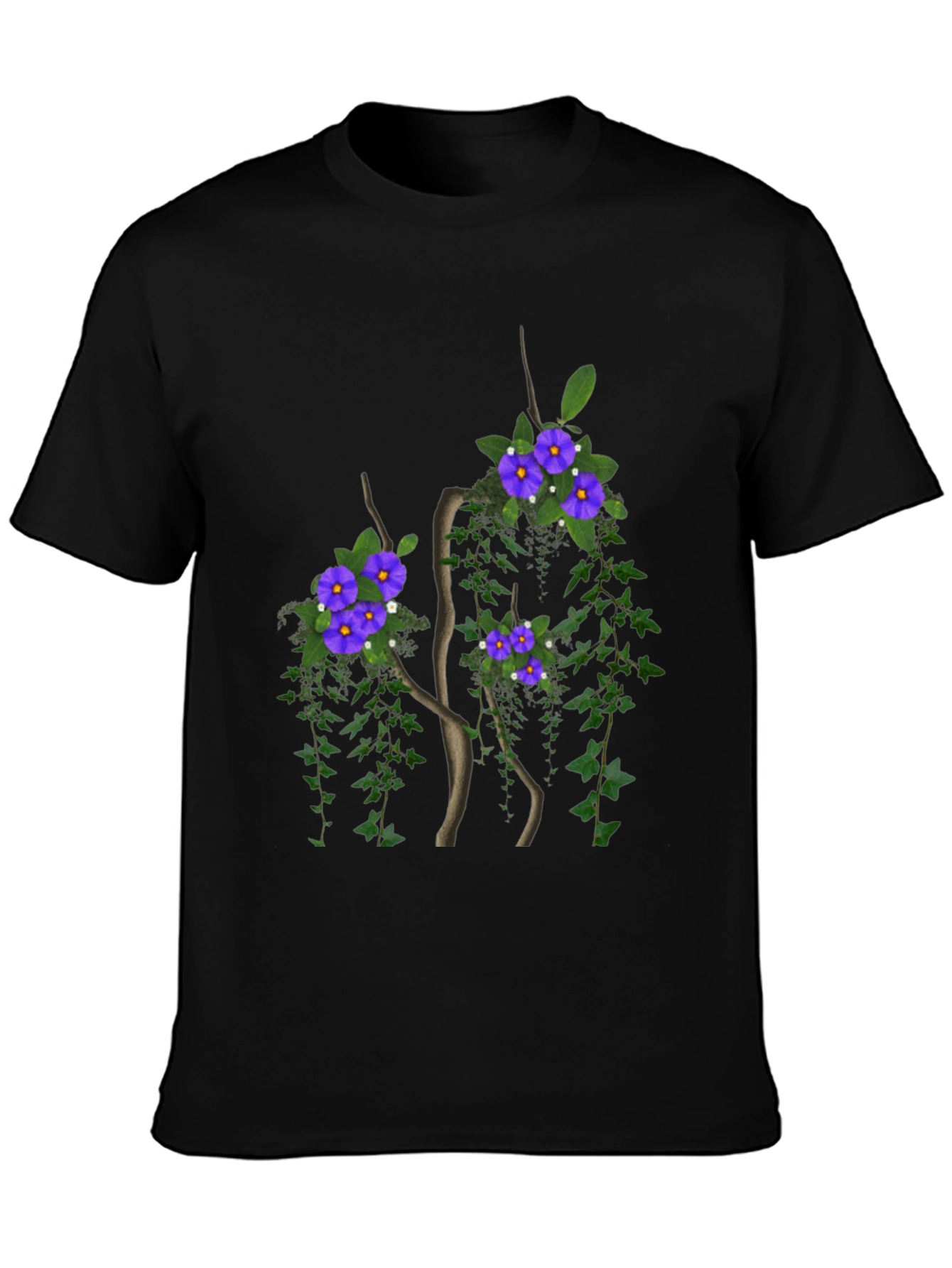 Floral Tree Graphic Black T-Shirt