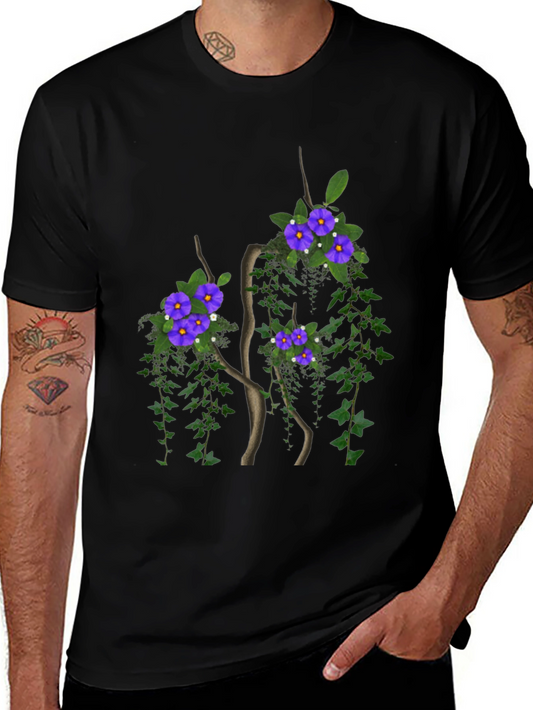 Floral Tree Graphic Black T-Shirt
