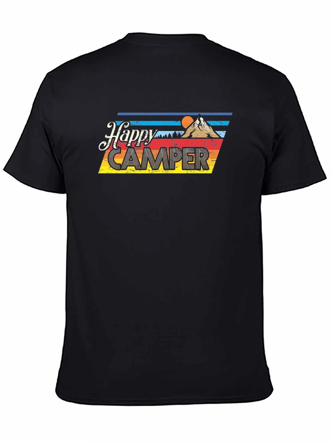 Happy Camper Retro Graphic T-Shirt - Black