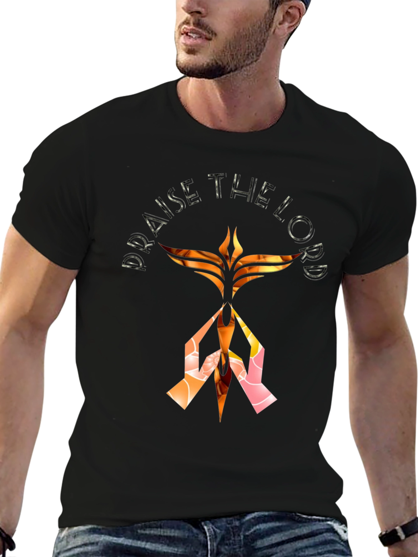 Praise The Lord Graphic Print Black T-Shirt