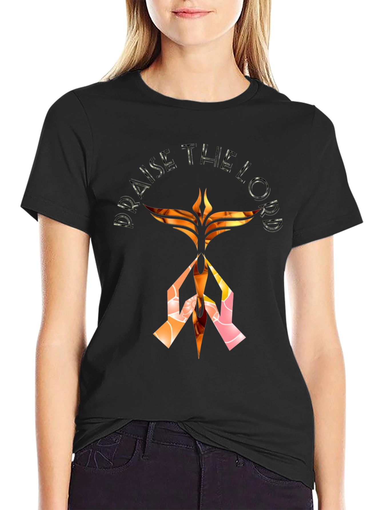 Praise The Lord Graphic Print Black T-Shirt