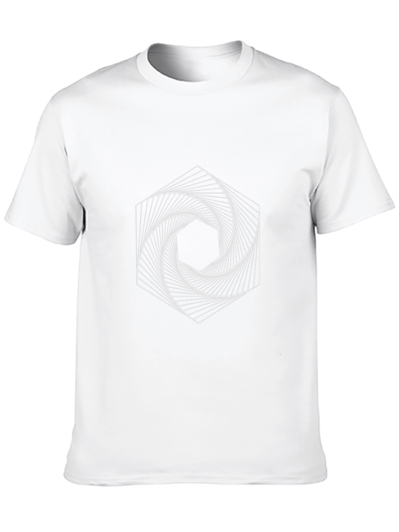 Geometric Spiral Graphic Tee - Modern Black T-Shirt