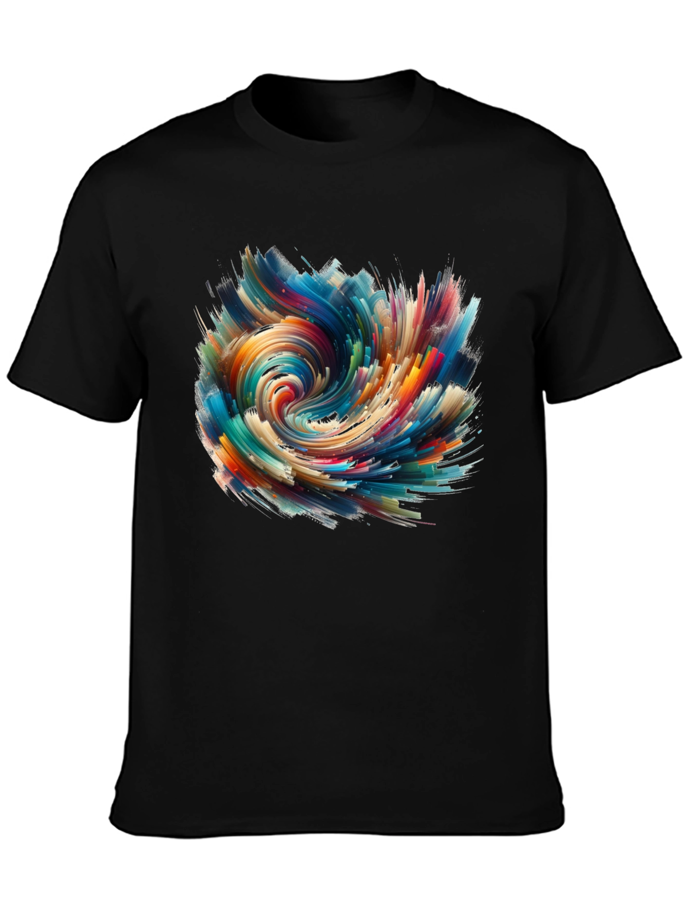 Abstract Swirl Graphic Black T-Shirt