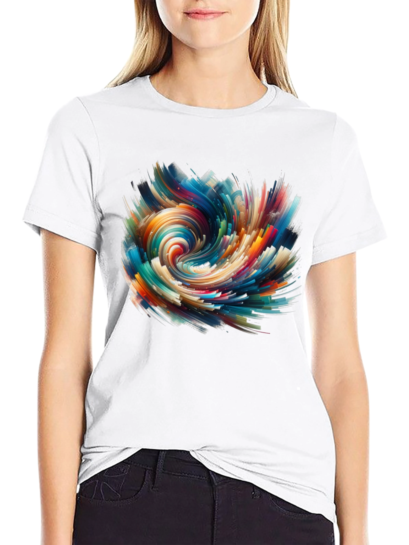 Abstract Swirl Graphic Black T-Shirt