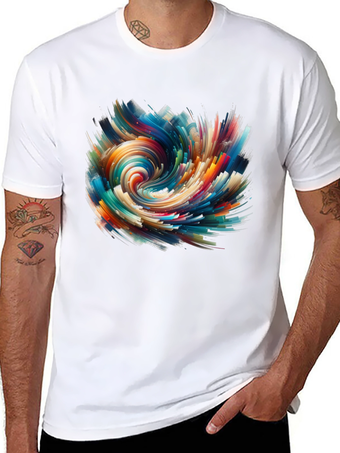 Abstract Swirl Graphic Black T-Shirt
