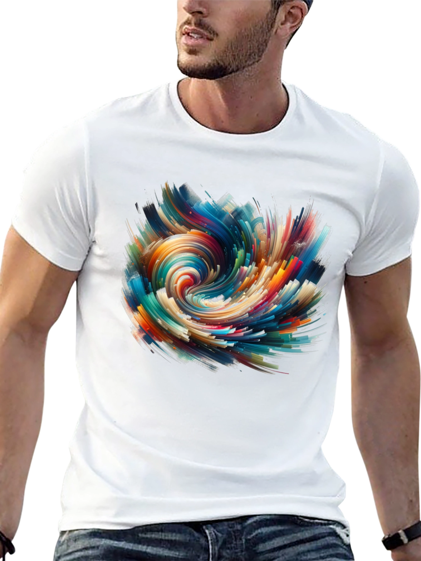 Abstract Swirl Graphic Black T-Shirt