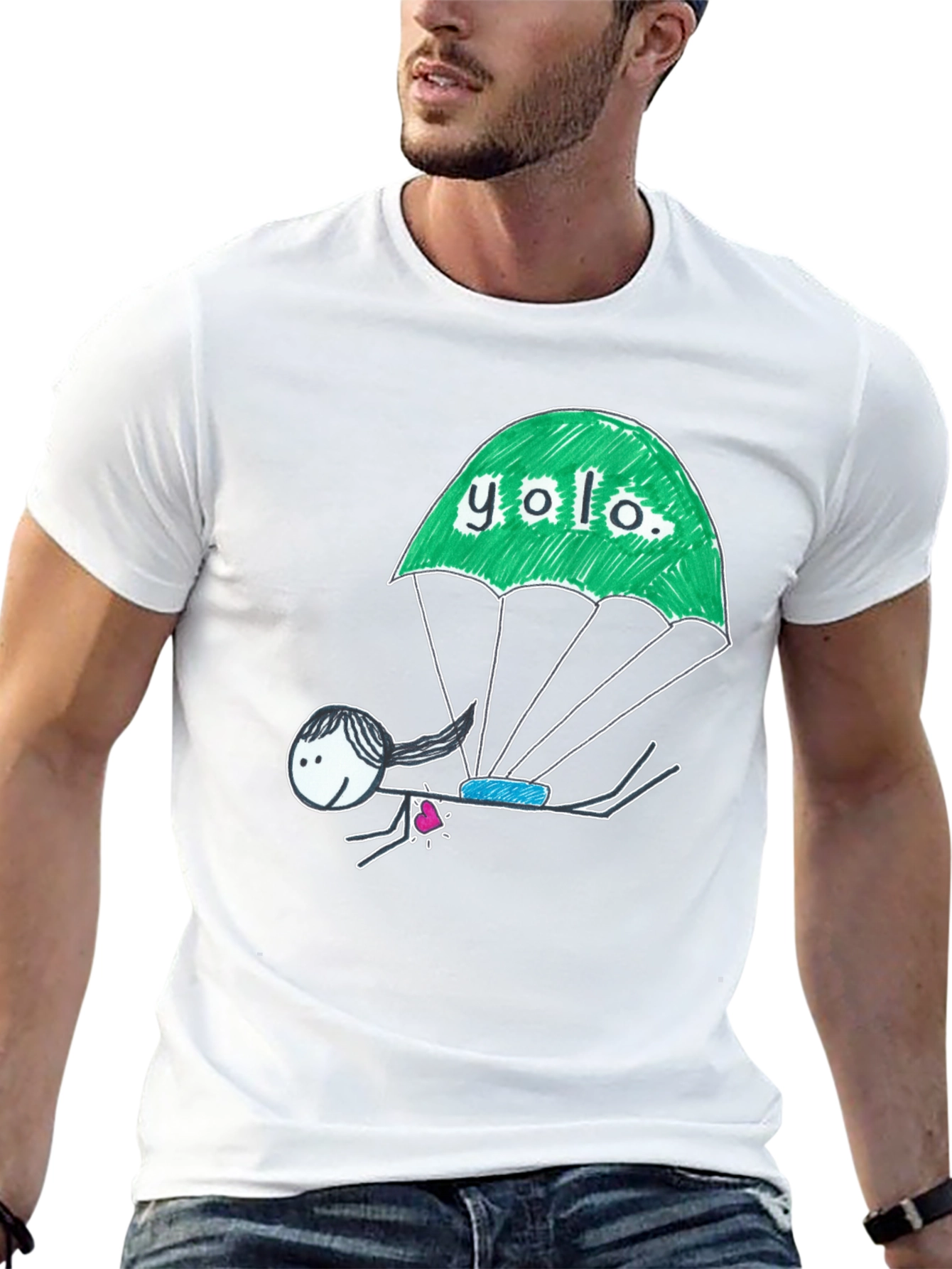 YOLO Parachute Graphic T-Shirt - Black Cotton Tee
