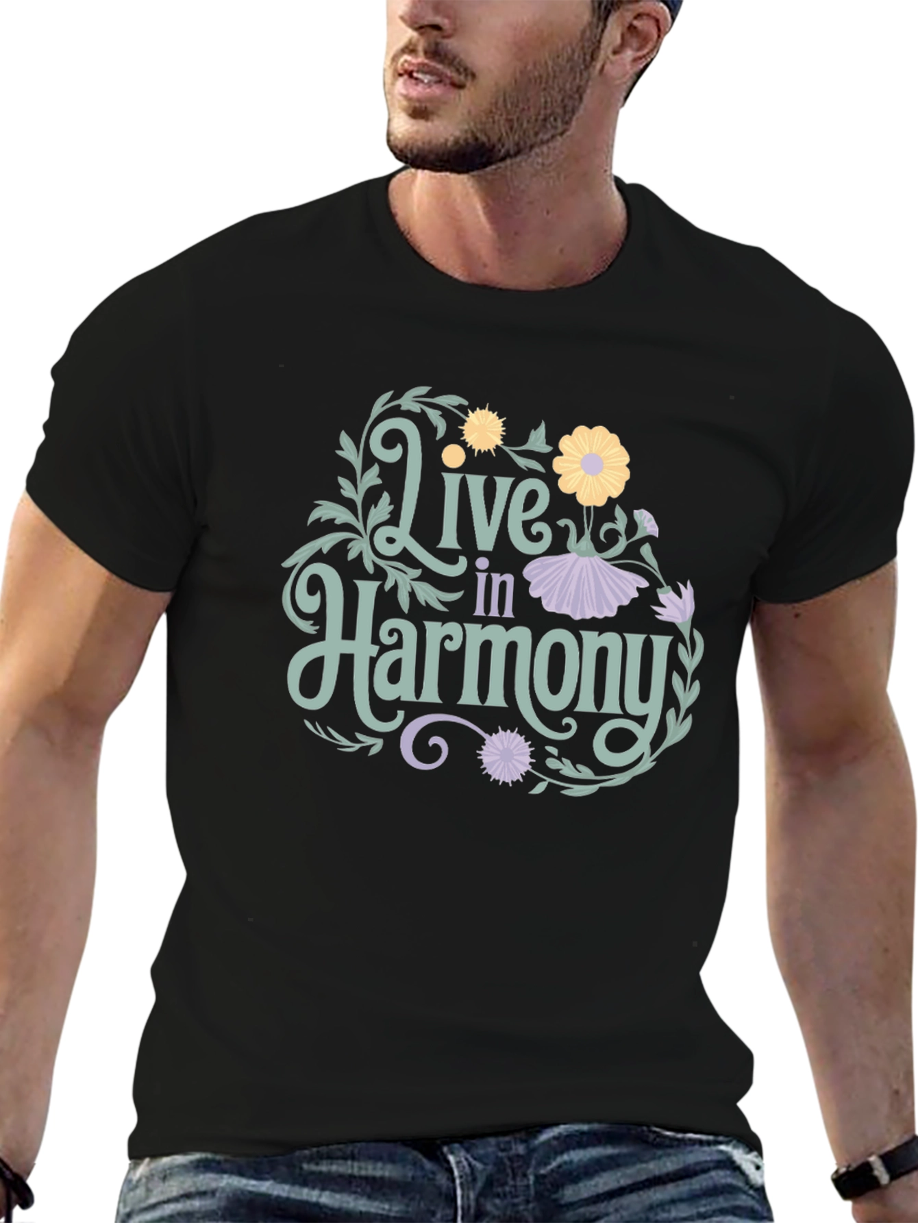 Live In Harmony Floral Graphic T-Shirt