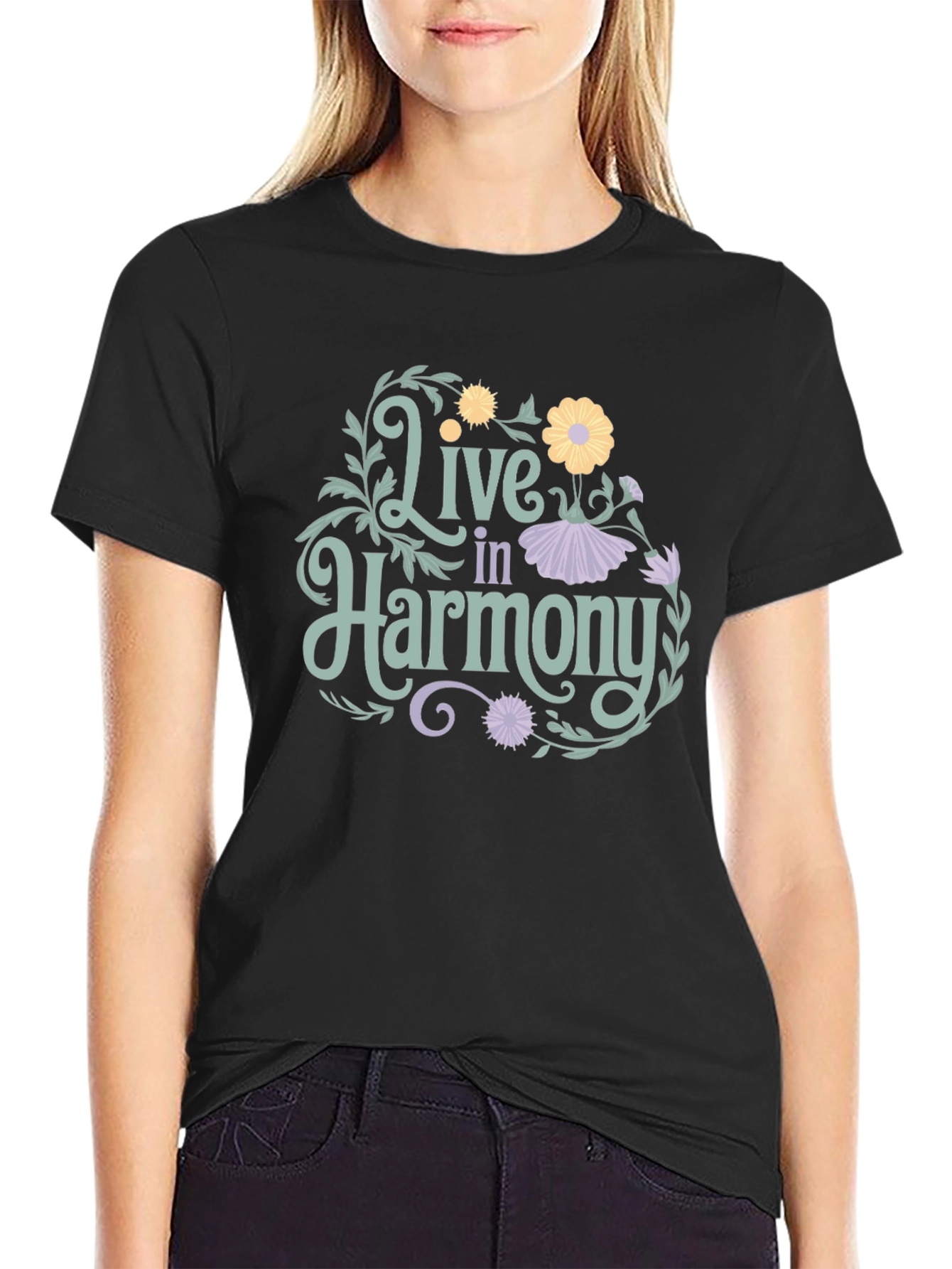 Live In Harmony Floral Graphic T-Shirt
