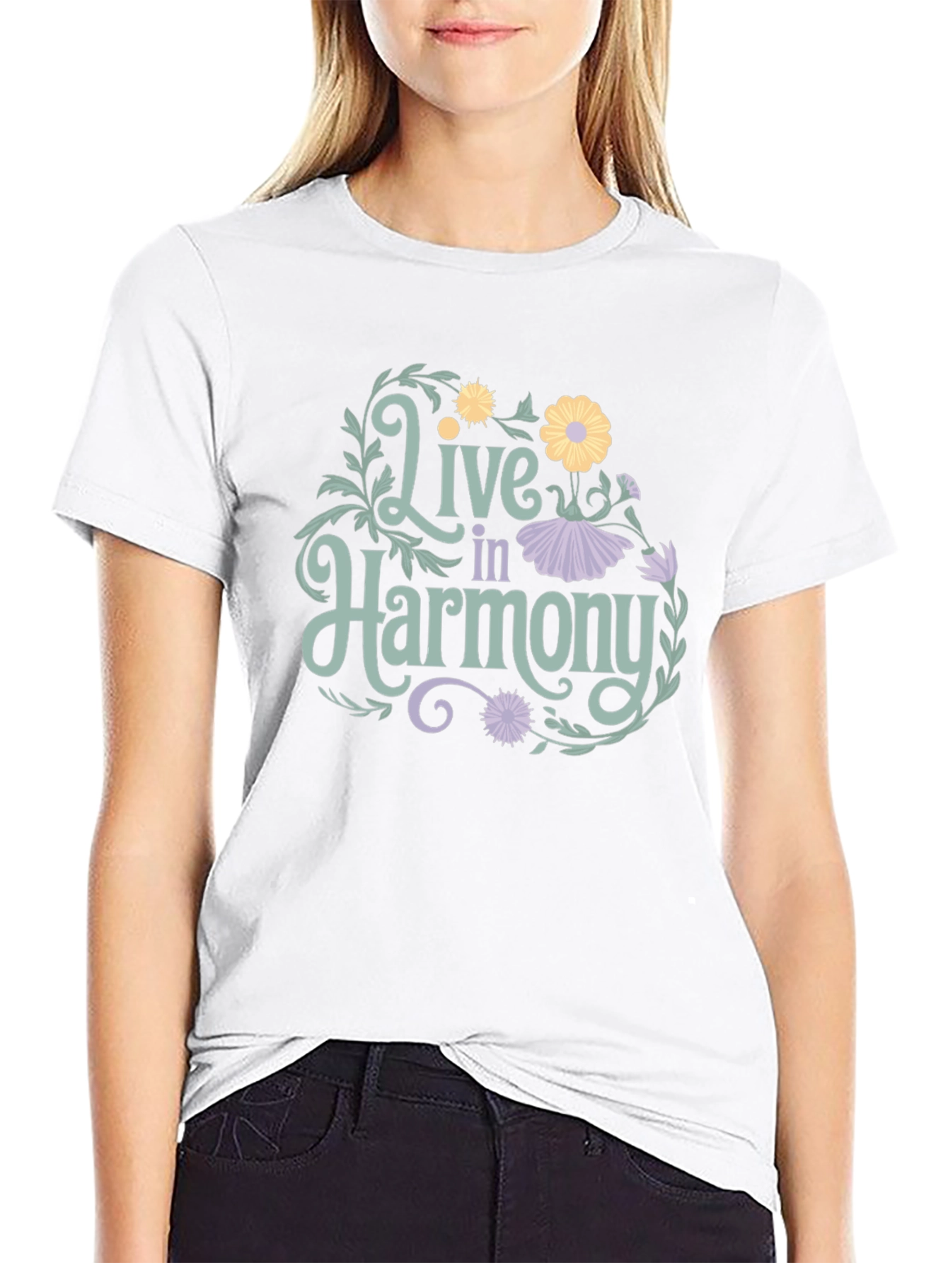 Live In Harmony Floral Graphic T-Shirt