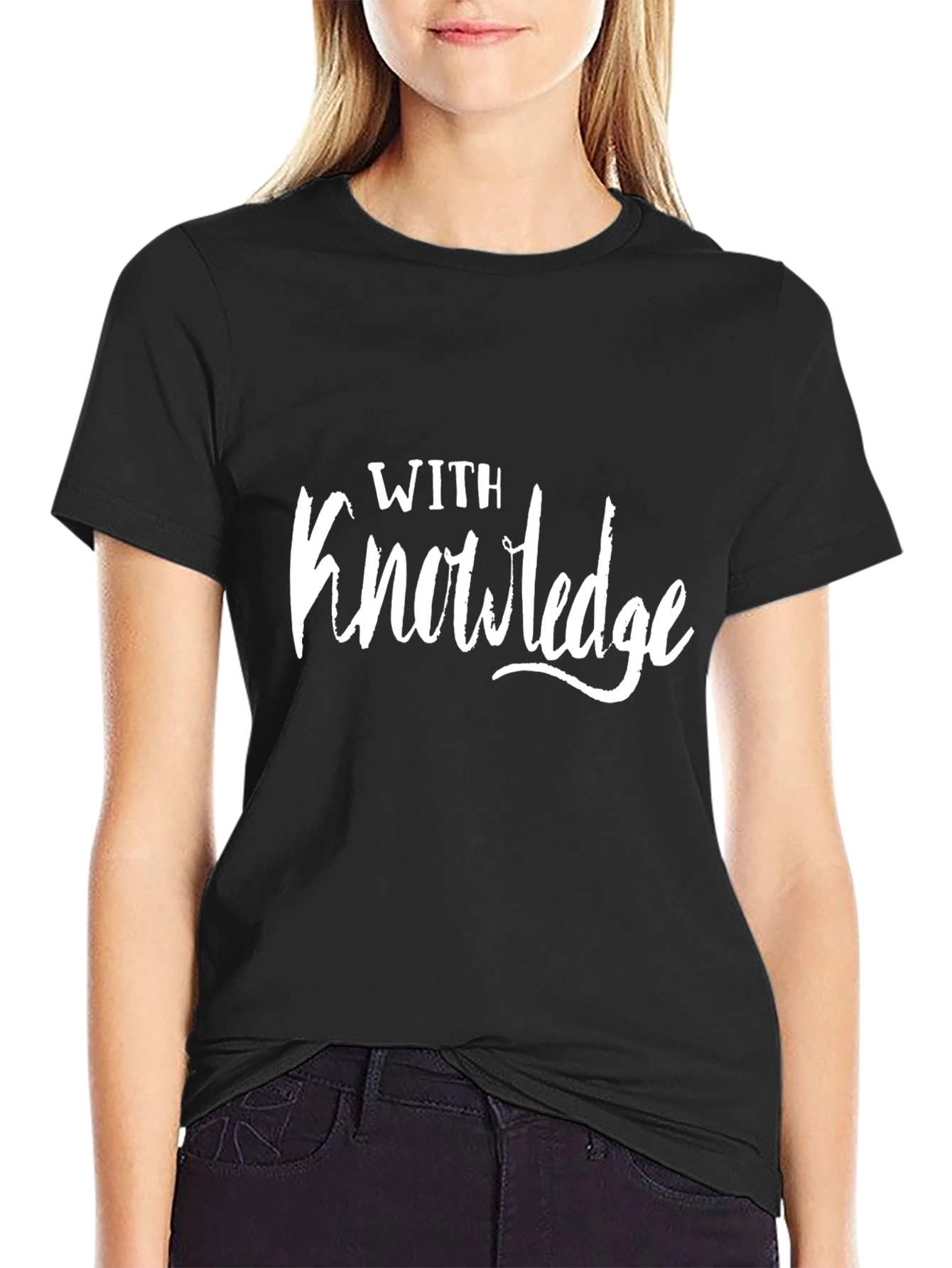 With Knowledge Graphic Black T-Shirt