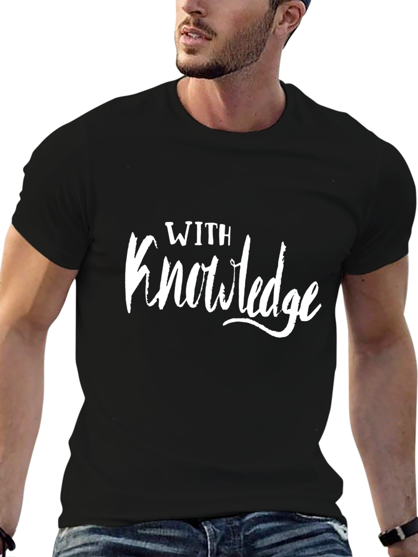 With Knowledge Graphic Black T-Shirt