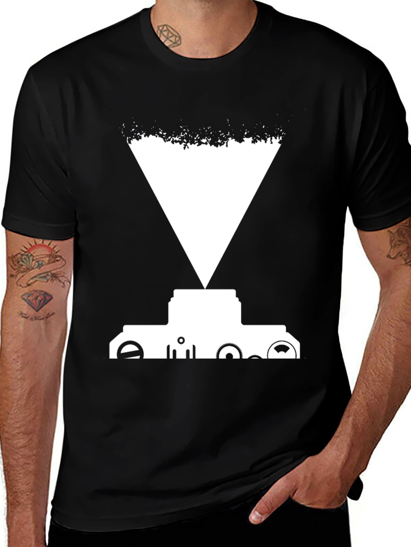 Abstract Graphic Tee - Black Cotton Blend Shirt