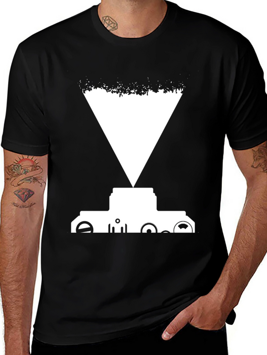 Abstract Graphic Tee - Black Cotton Blend Shirt