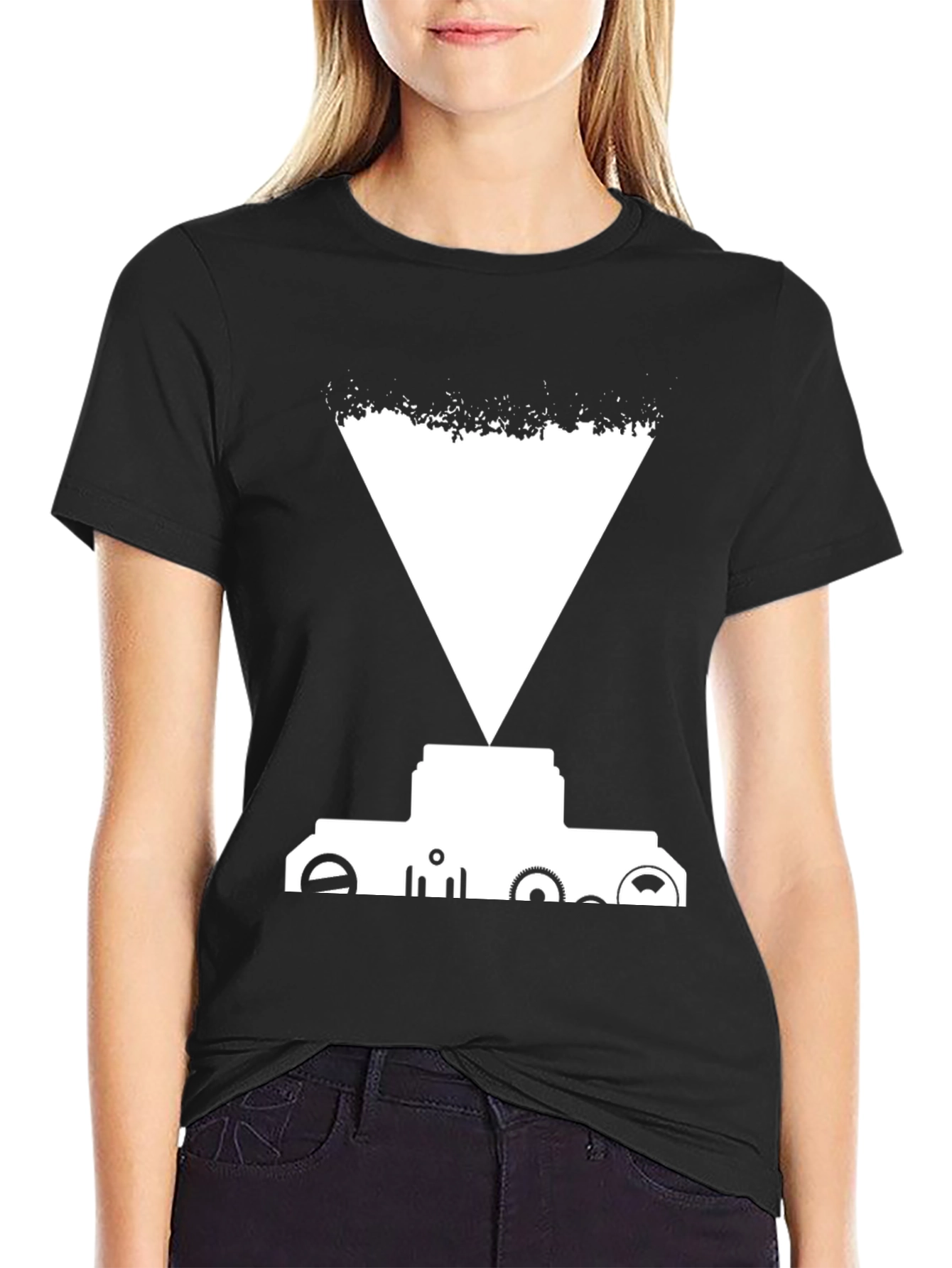 Abstract Graphic Tee - Black Cotton Blend Shirt