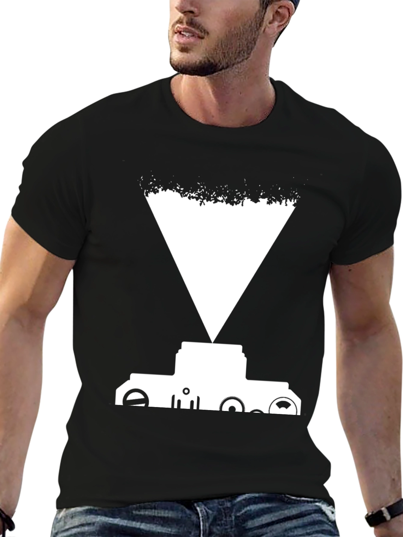 Abstract Graphic Tee - Black Cotton Blend Shirt