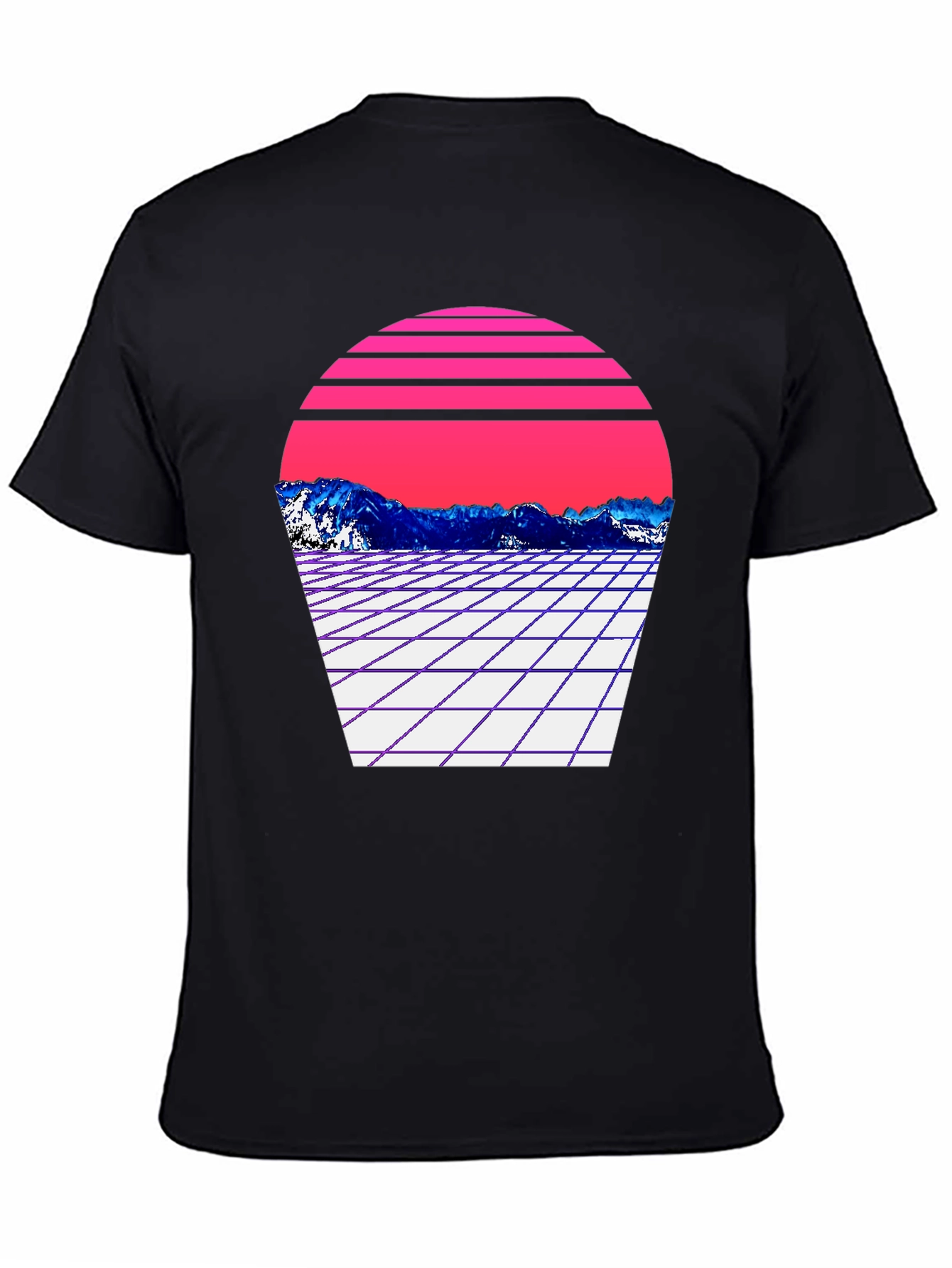 Retro Wave Mountain T-Shirt - Black