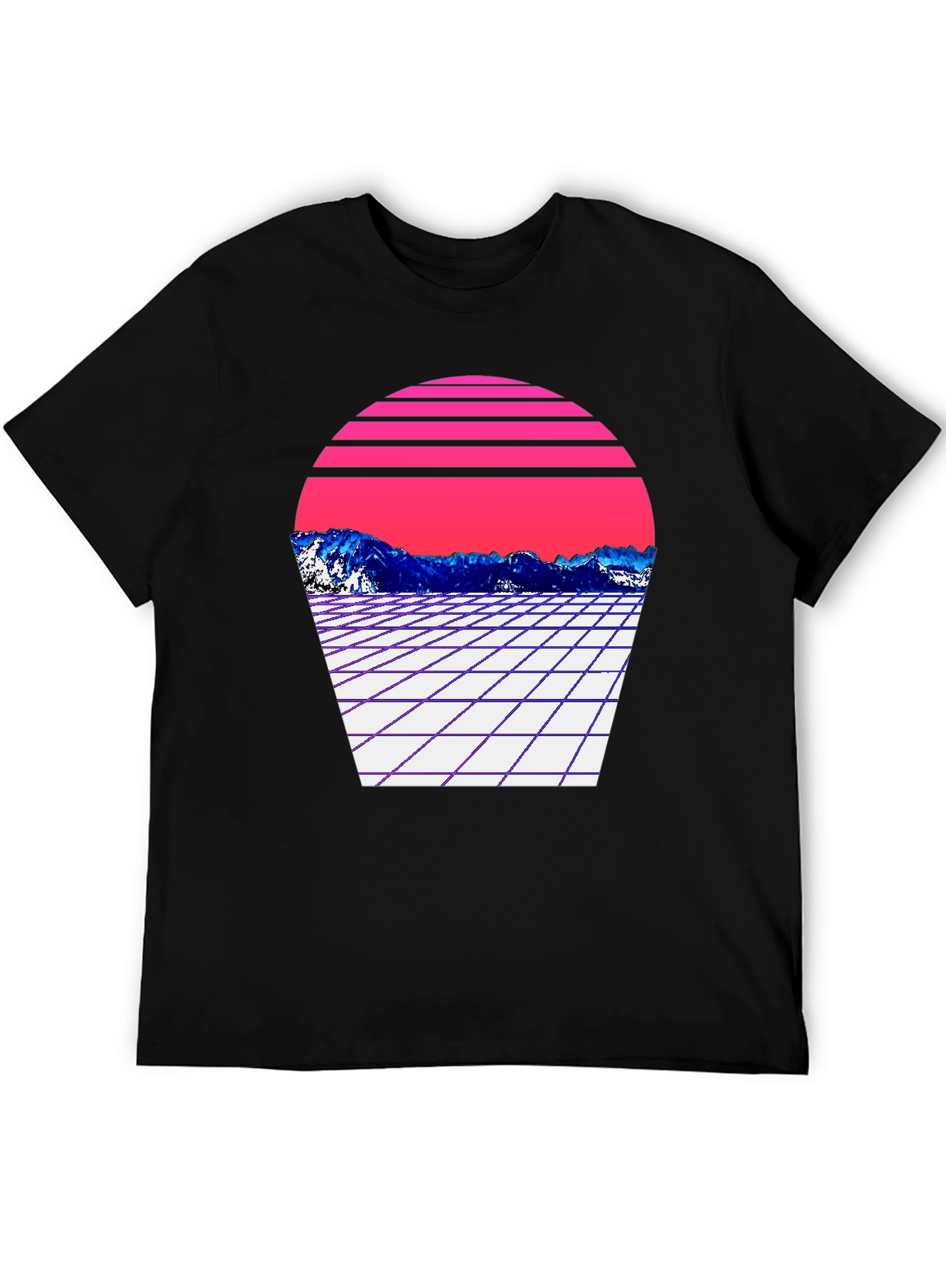 Retro Wave Mountain T-Shirt - Black