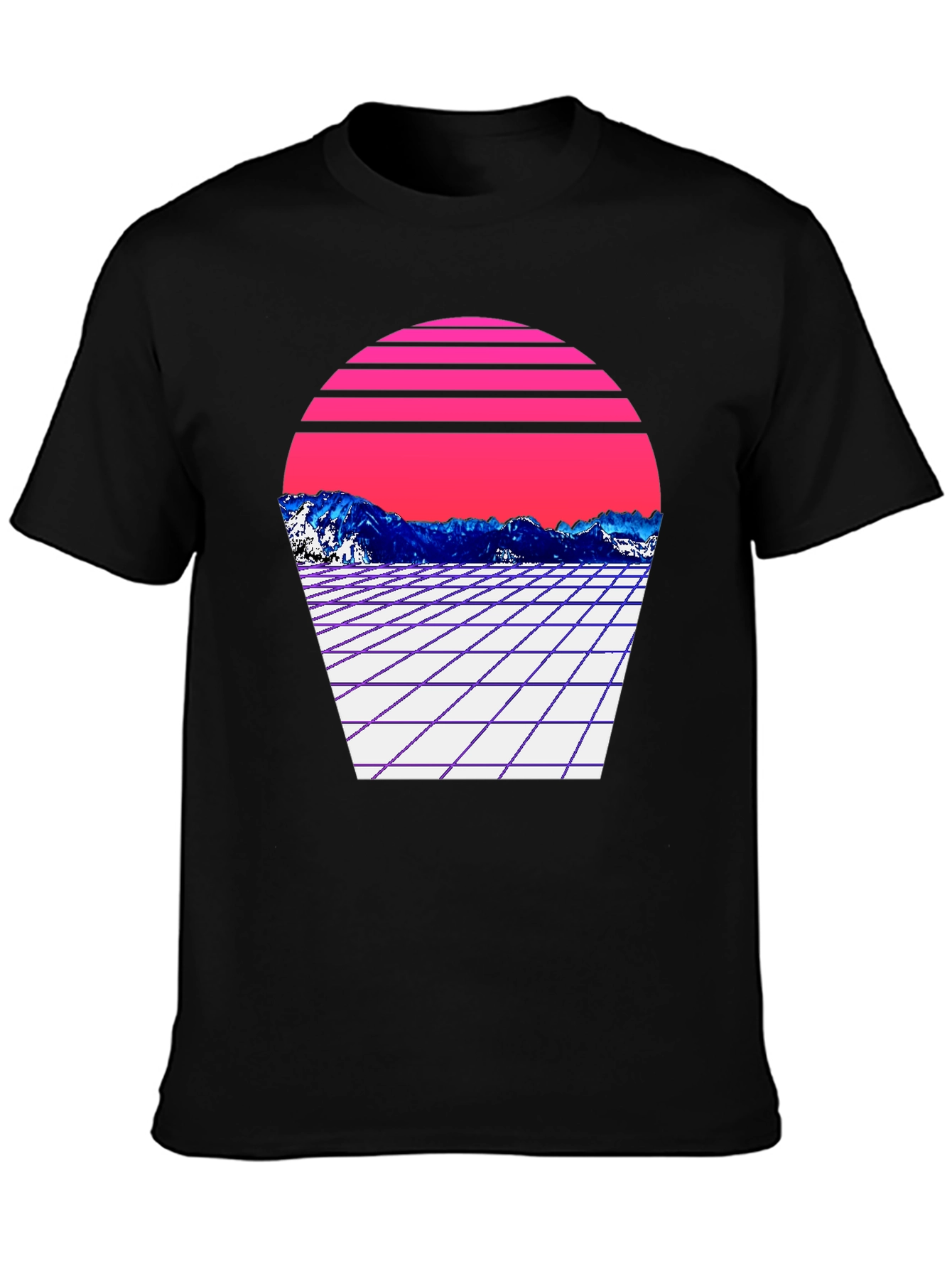 Retro Wave Mountain T-Shirt - Black