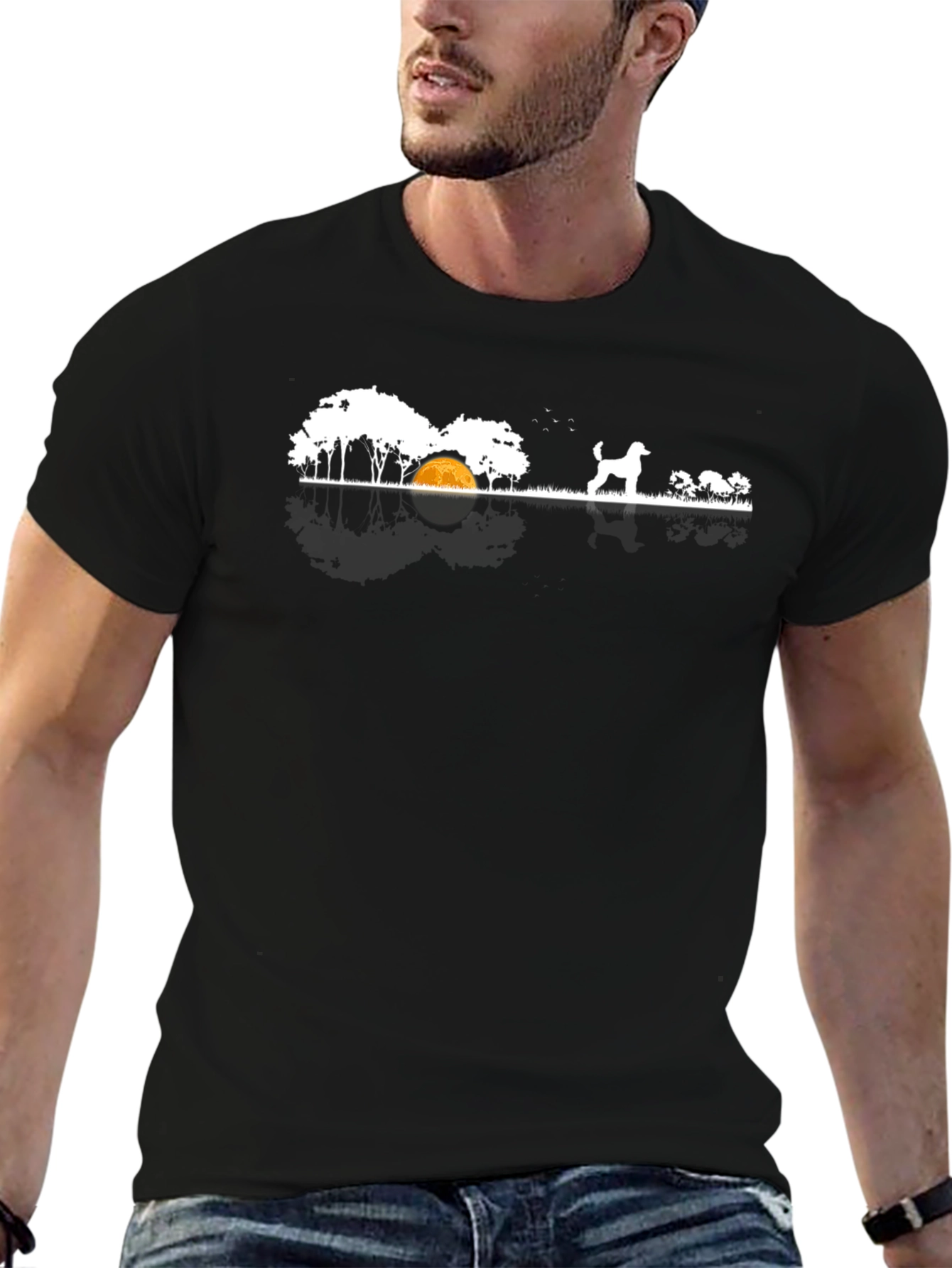 Dog Camping Scene T-Shirt - Black