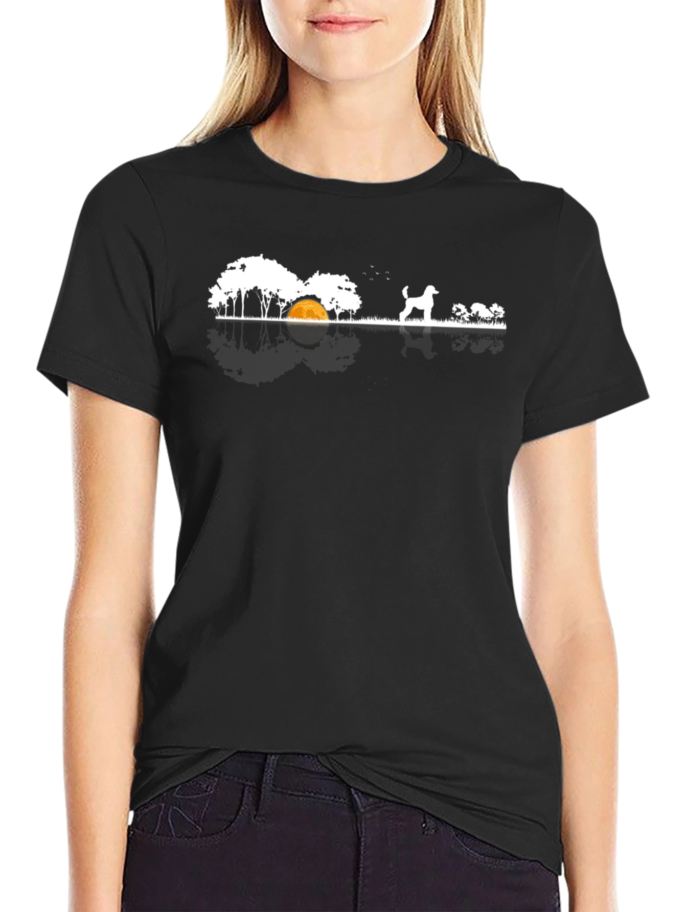 Dog Camping Scene T-Shirt - Black