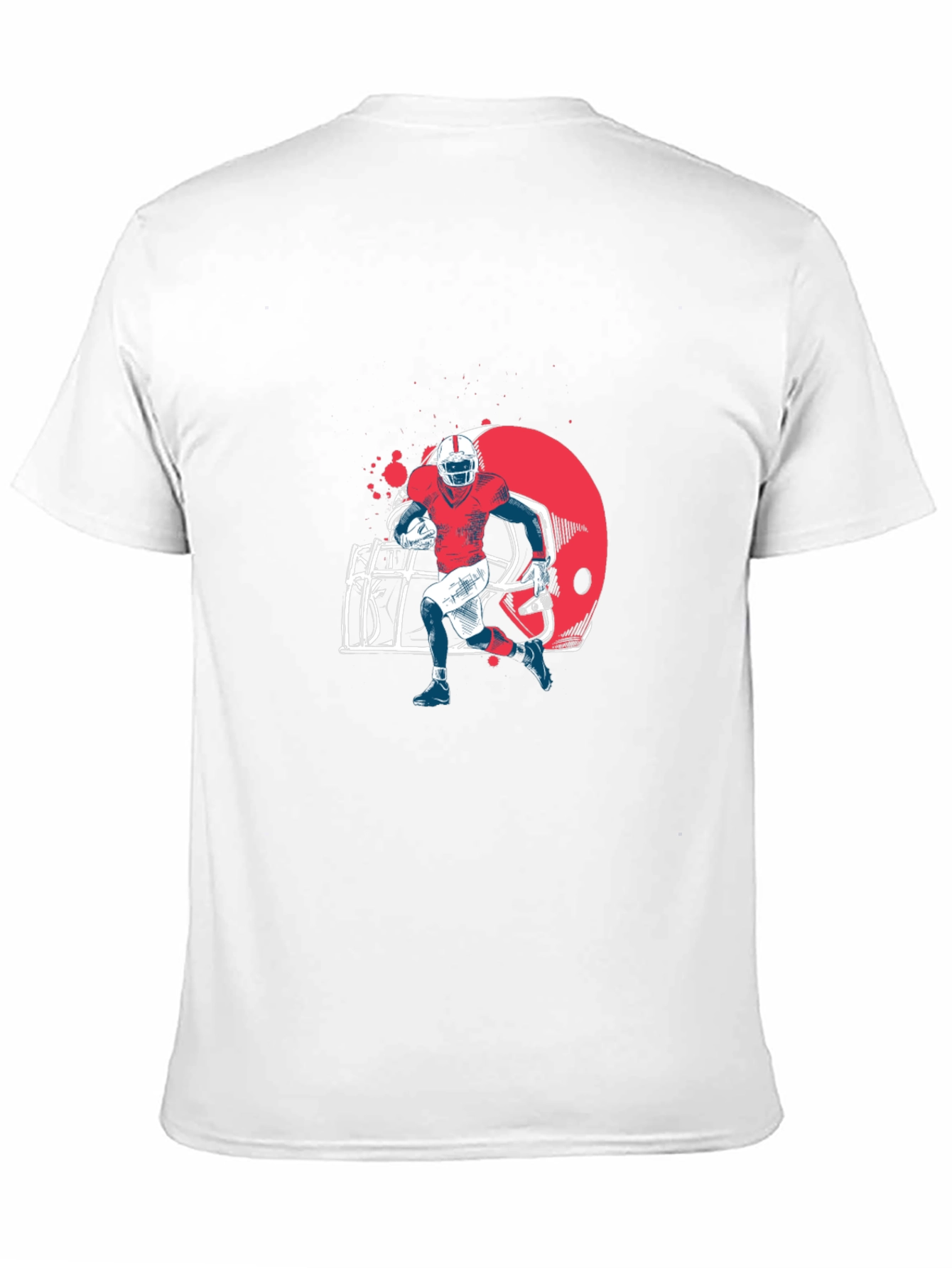 Football Player Graphic Tee - Black Cotton T-Shirt