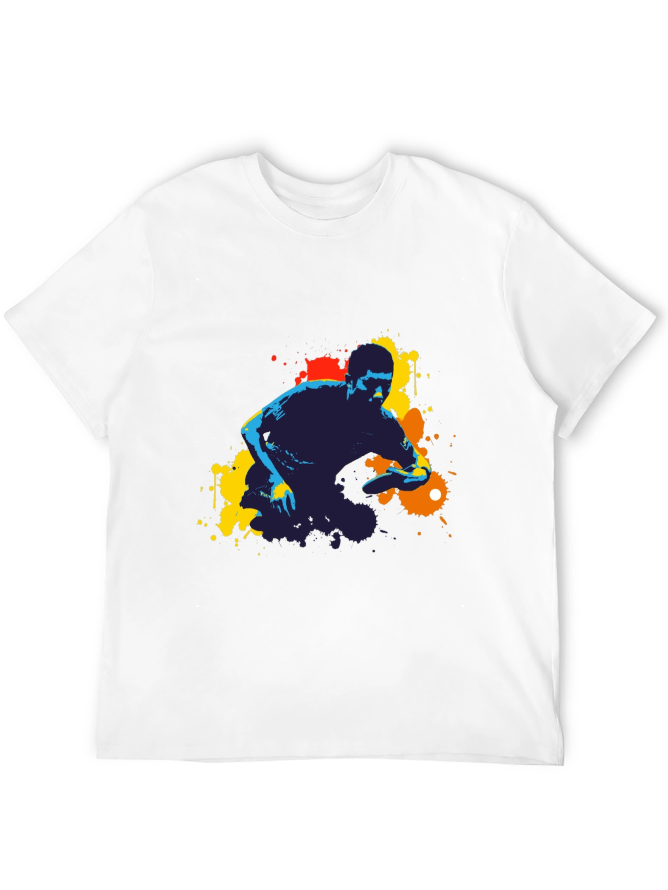 Abstract Ping Pong Player Graphic Tee - Black
