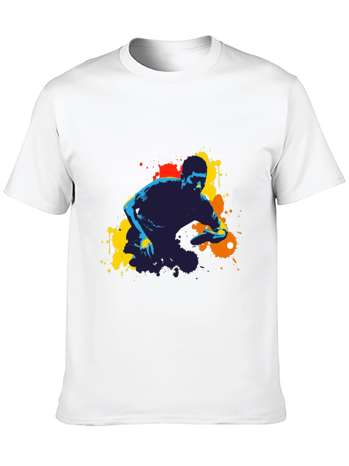 Abstract Ping Pong Player Graphic Tee - Black