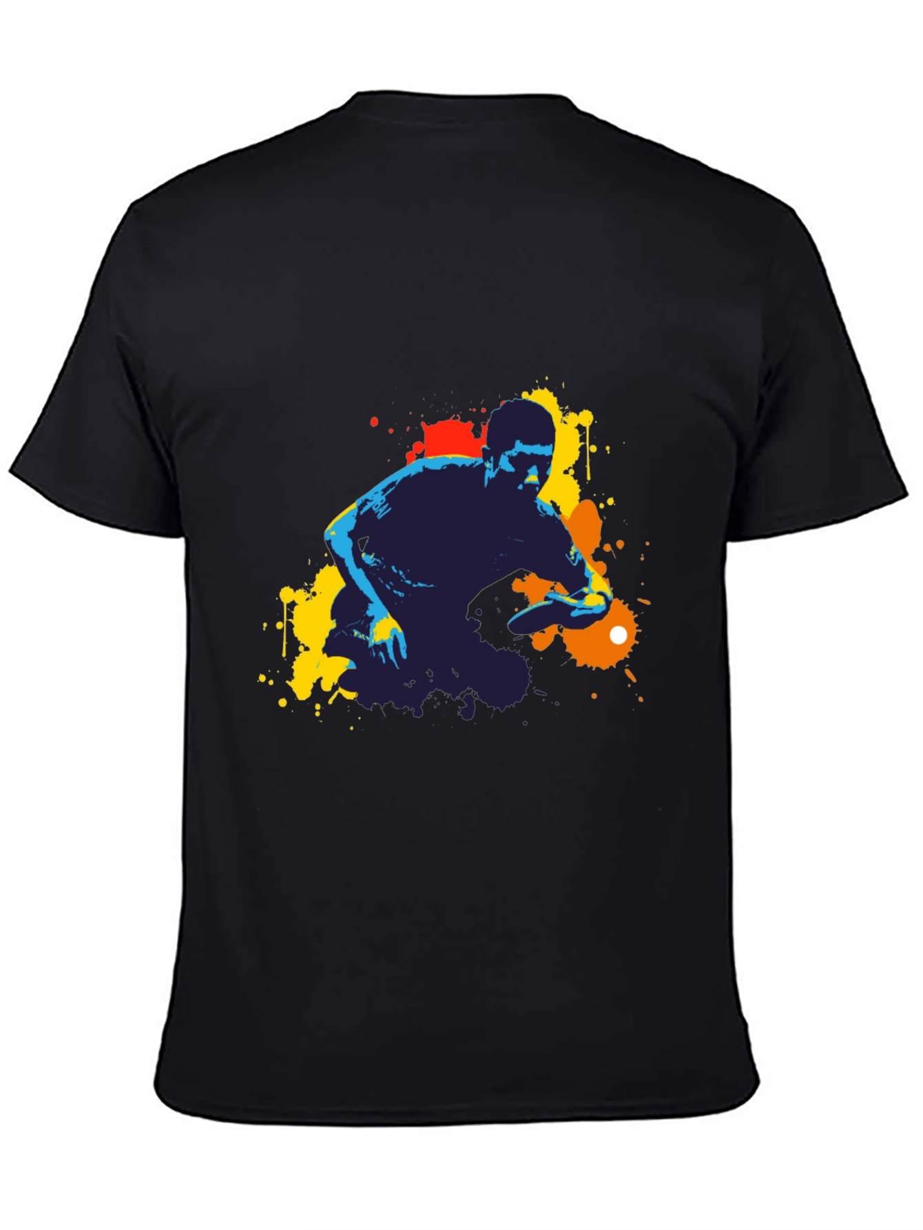 Abstract Ping Pong Player Graphic Tee - Black