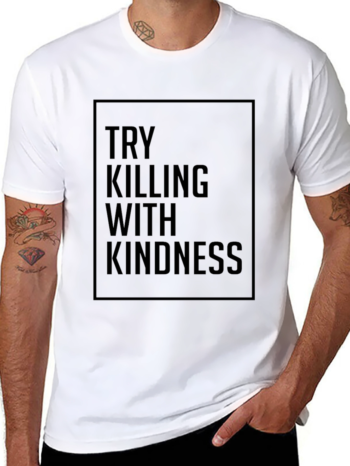 Try Killing With Kindness Black Graphic Tee