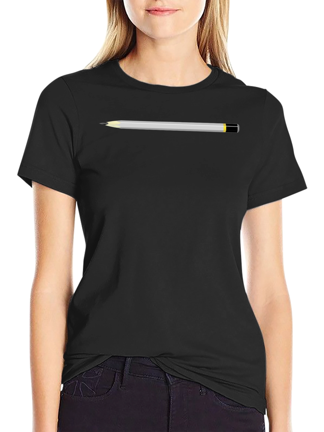 Pencil Graphic T-Shirt - Black Cotton Tee