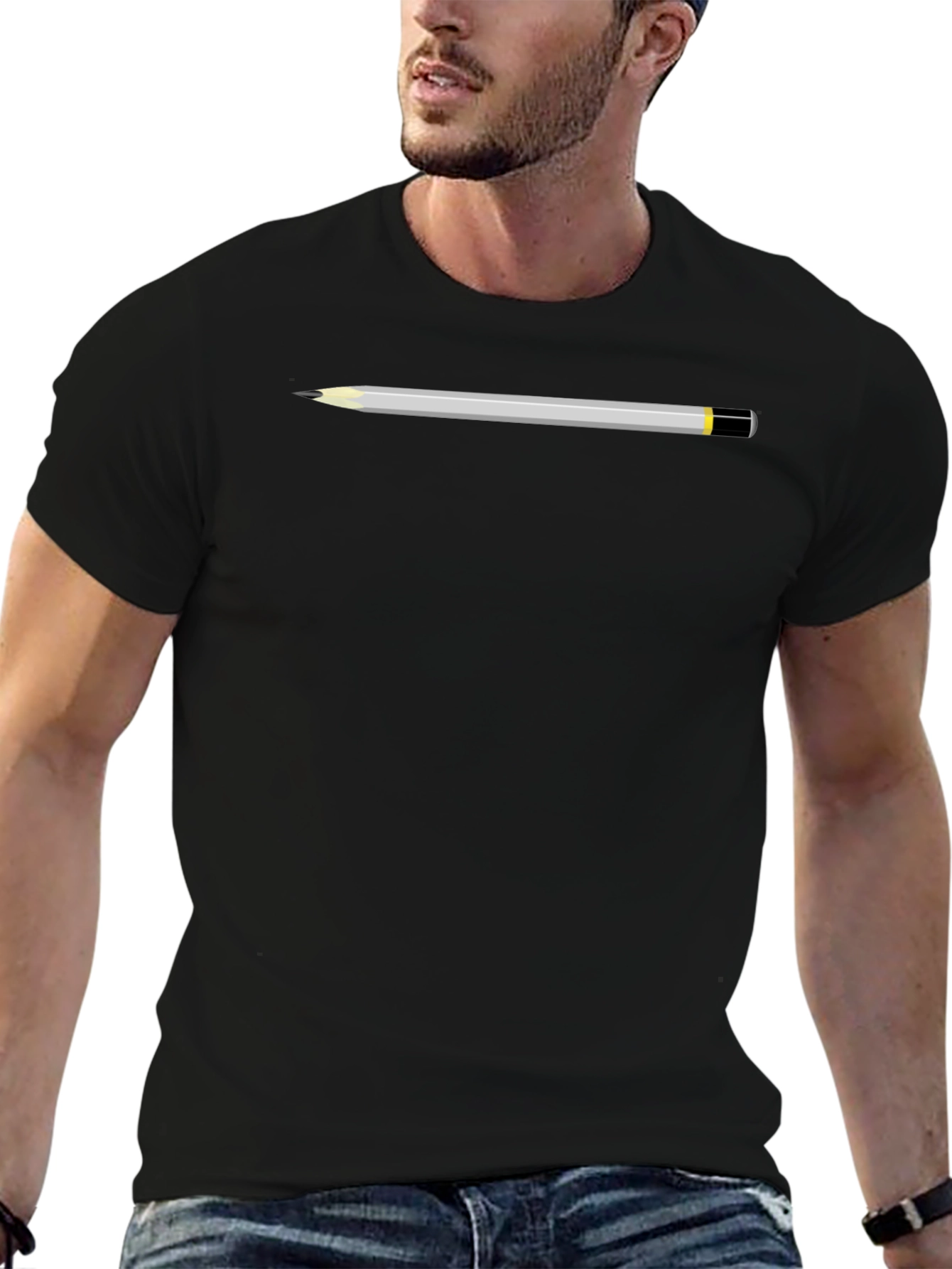 Pencil Graphic T-Shirt - Black Cotton Tee