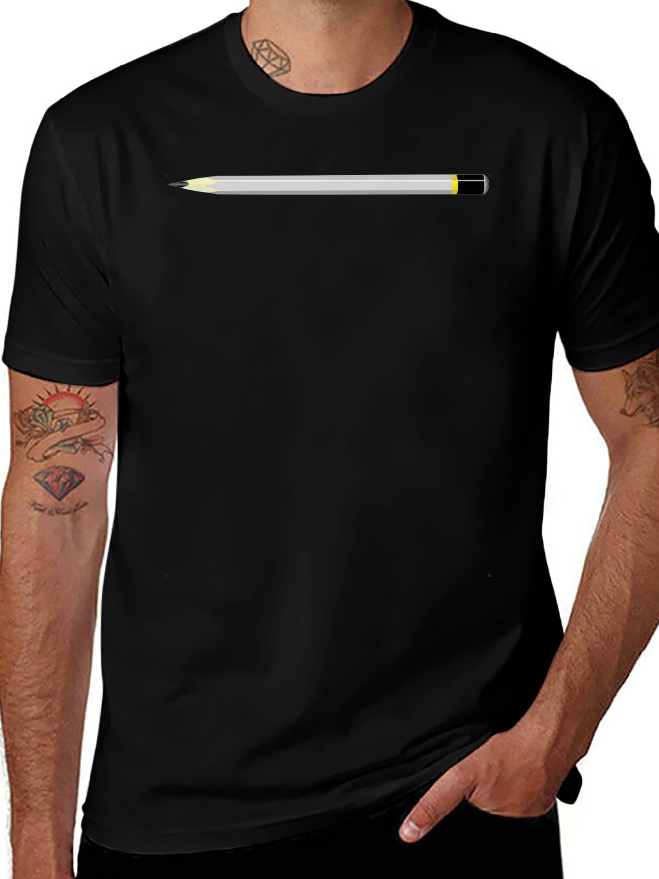 Pencil Graphic T-Shirt - Black Cotton Tee