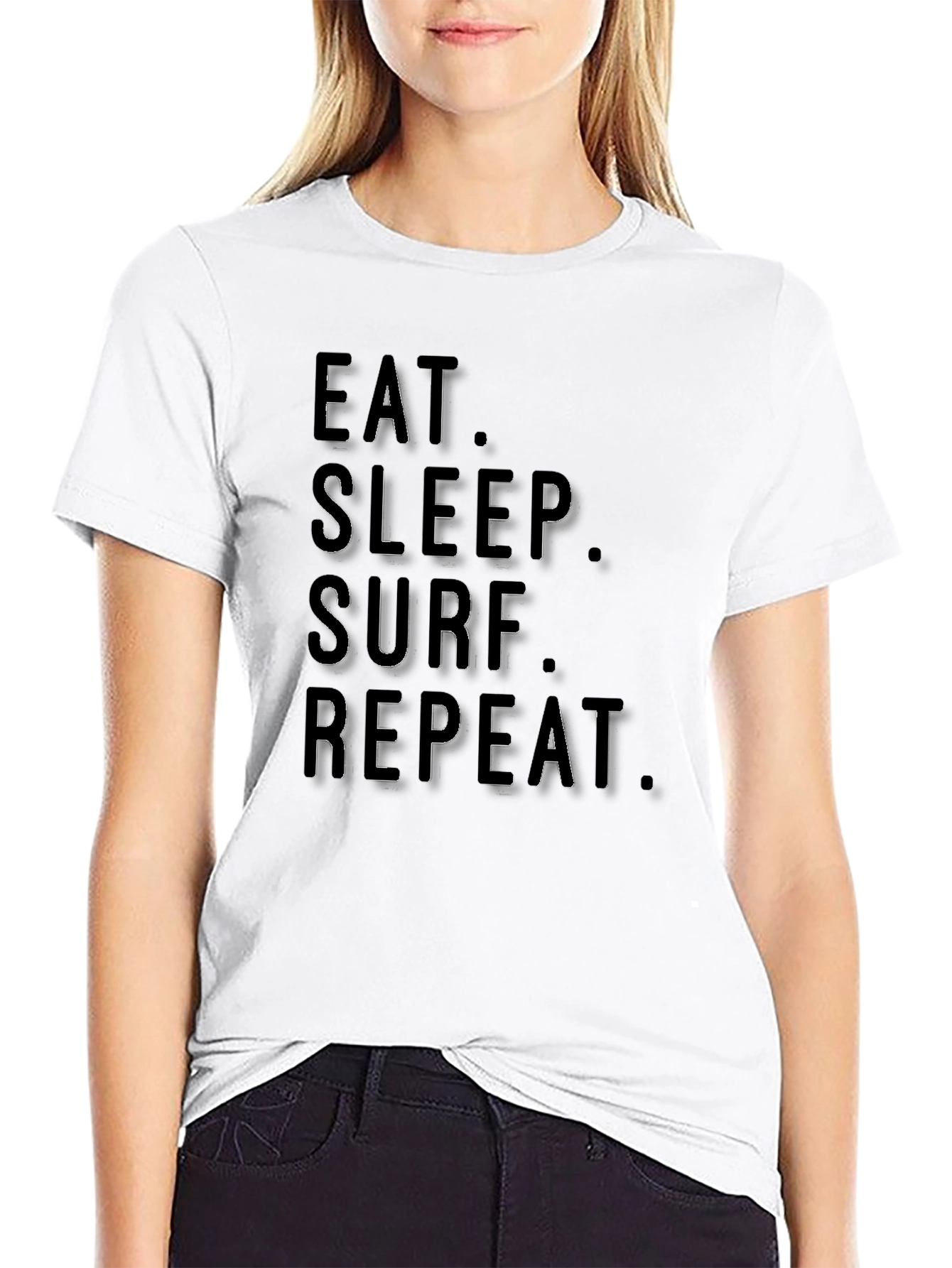 Eat Sleep Surf Repeat Black T-Shirt