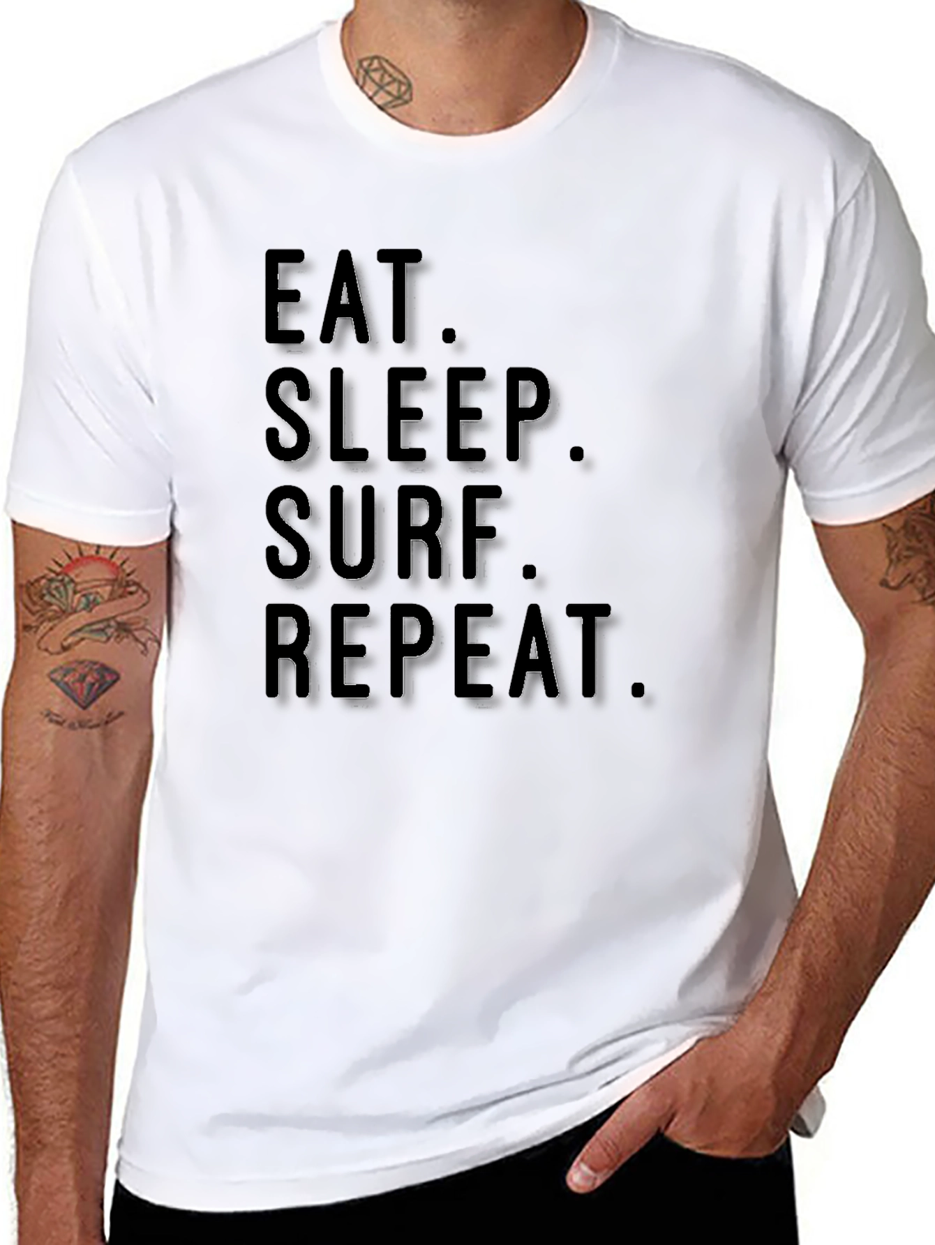 Eat Sleep Surf Repeat Black T-Shirt